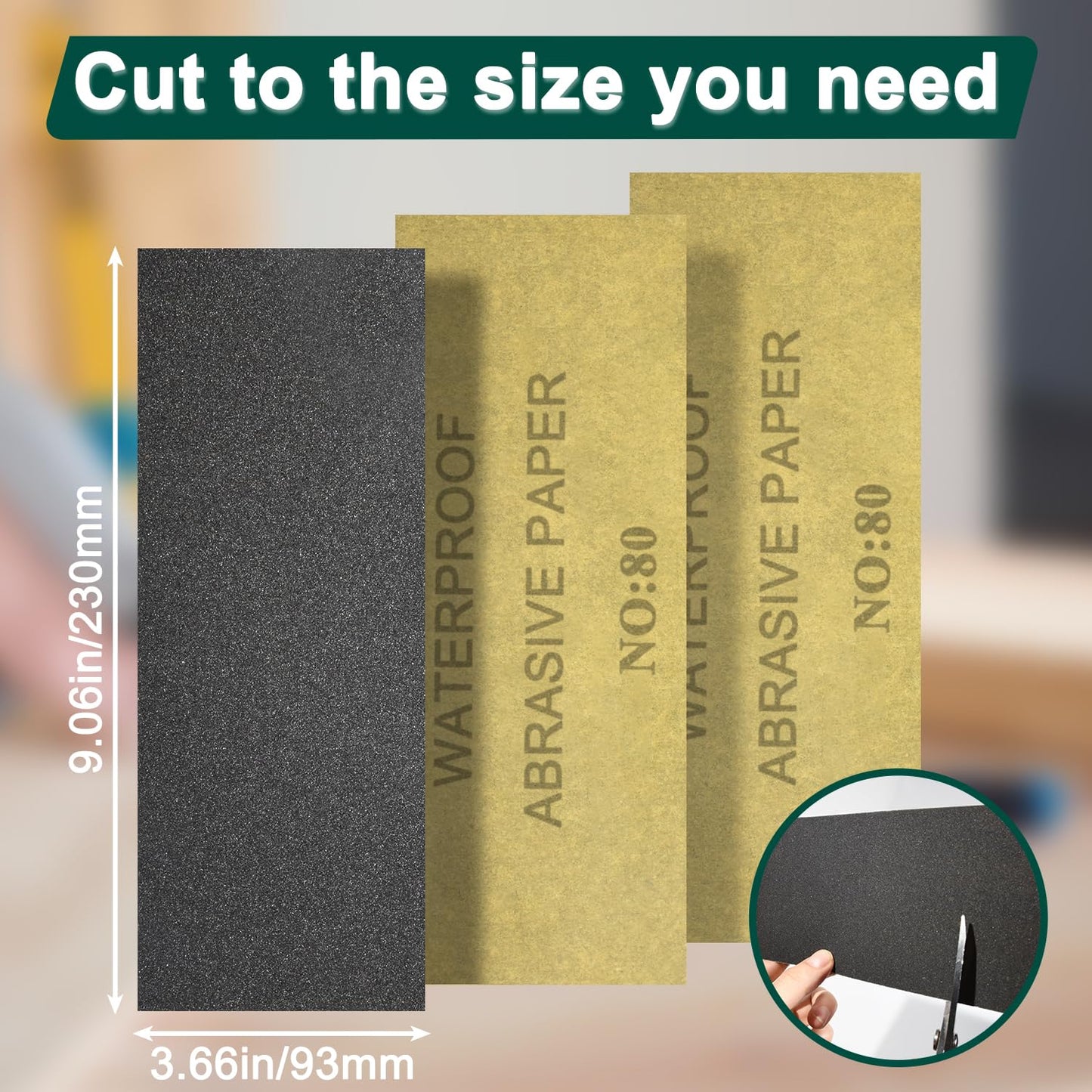 20PCS Sand Paper 80 Grit Sandpaper Sheets, 9 x 3.6 Inch Wet Dry Sandpaper Sheets, Sand Paper for Metal, Wood Furniture, Automotive and Crafts