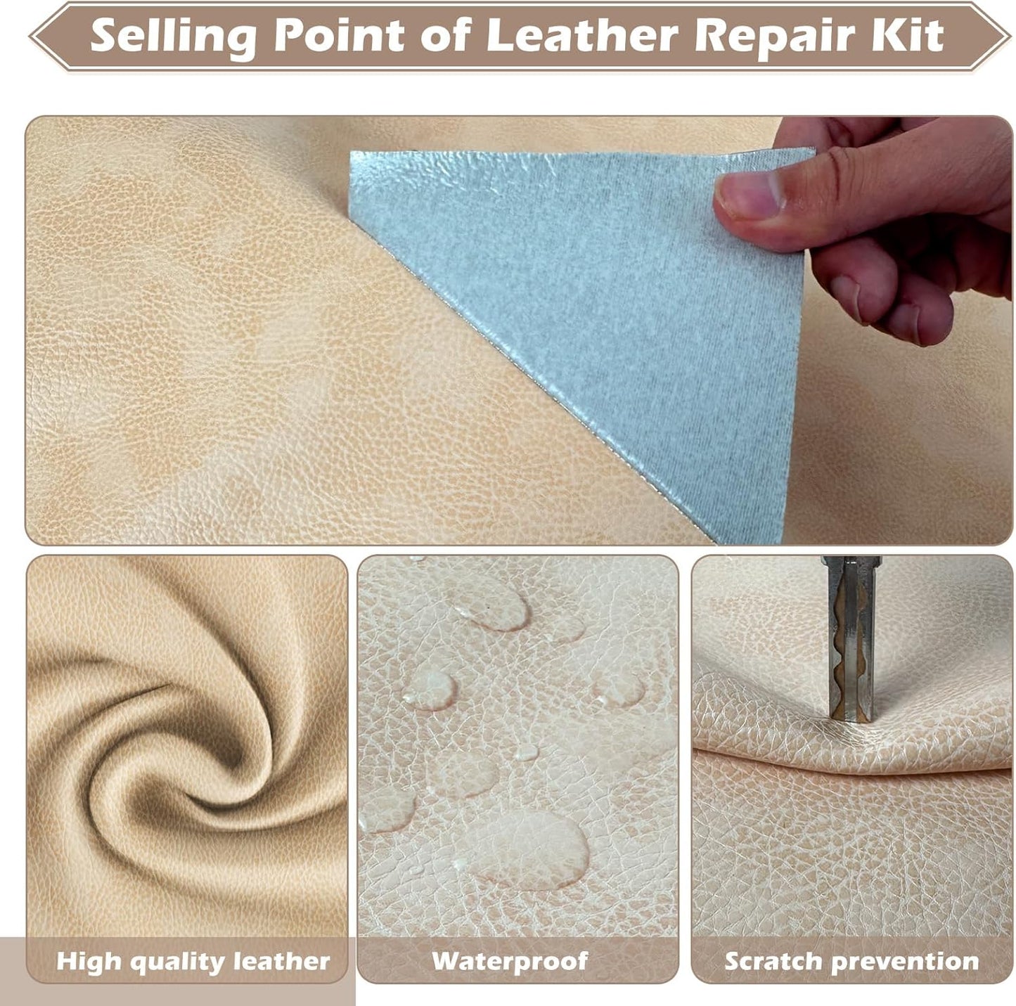 Leather Repair Tape, 16x40 inch Leather Patches for Furniture, Self Adhesive Leather Repair Patch for Sofas, Couches, Leather Covers, Seats, Chairs, Vinyl Repair Tape Retro Beige Yellow