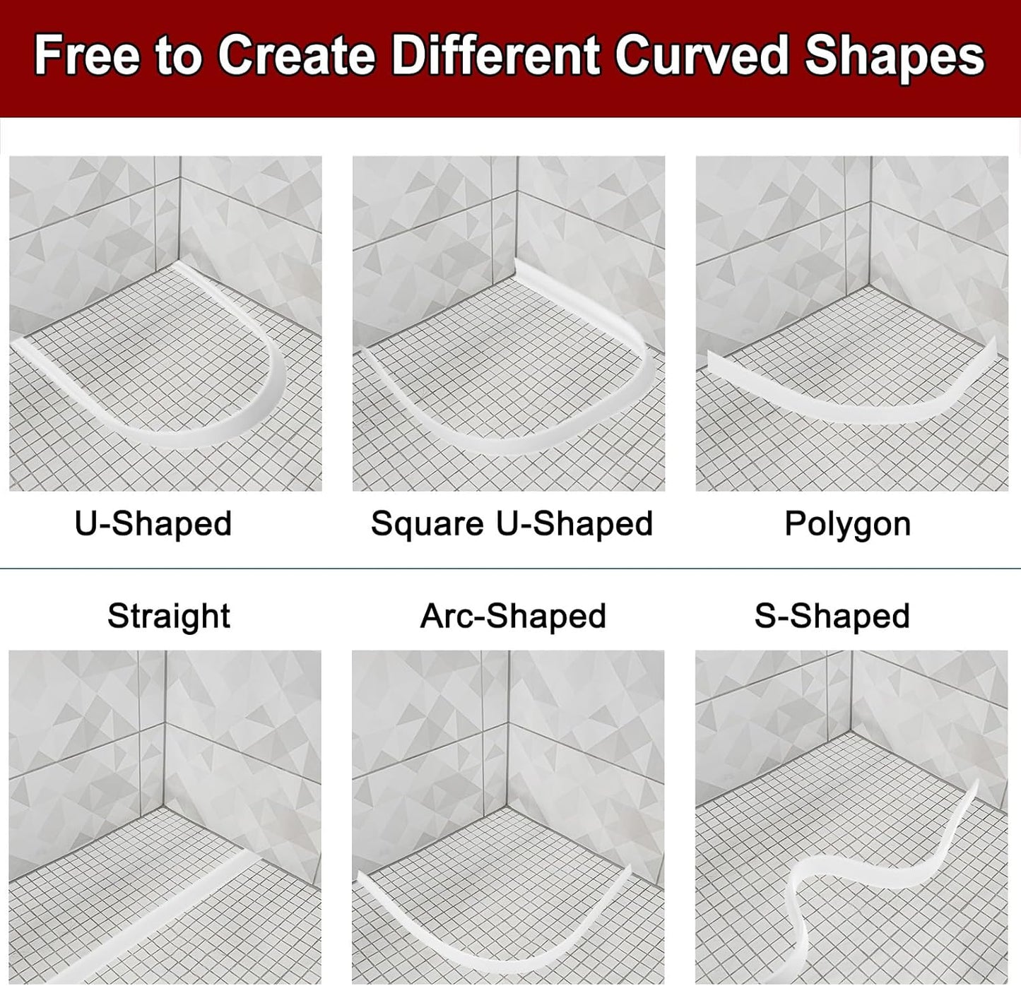 uxcell 157 Inch Flexible Quarter Round Molding Silicone Peel and Stick Trim Self Adhesive Shower Water Barrier for Corner Decor Bathroom Kitchen, Gray