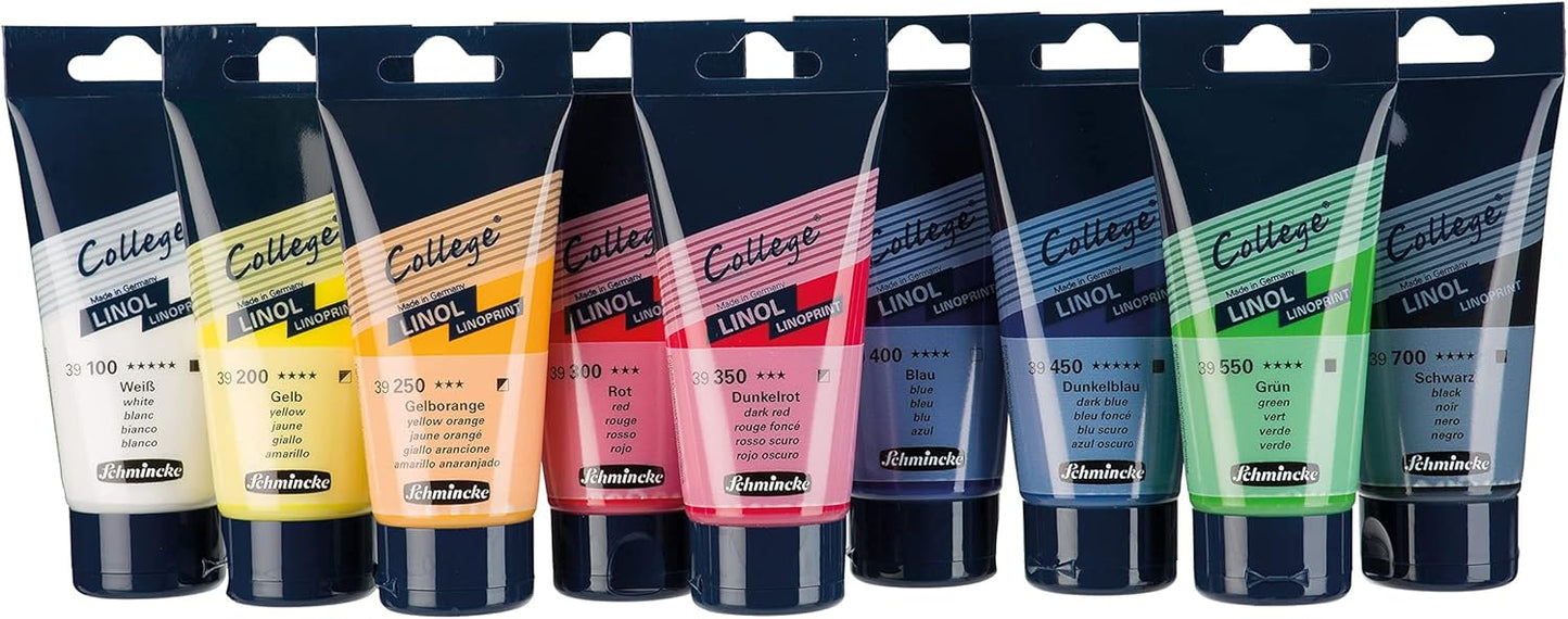 Schmincke - College Linol, Artists' lino Printing Inks, Yellow in 75 ml Tube, 39200013, Low-Odour Water-Based lino Printing Ink, lightfast, Even Print