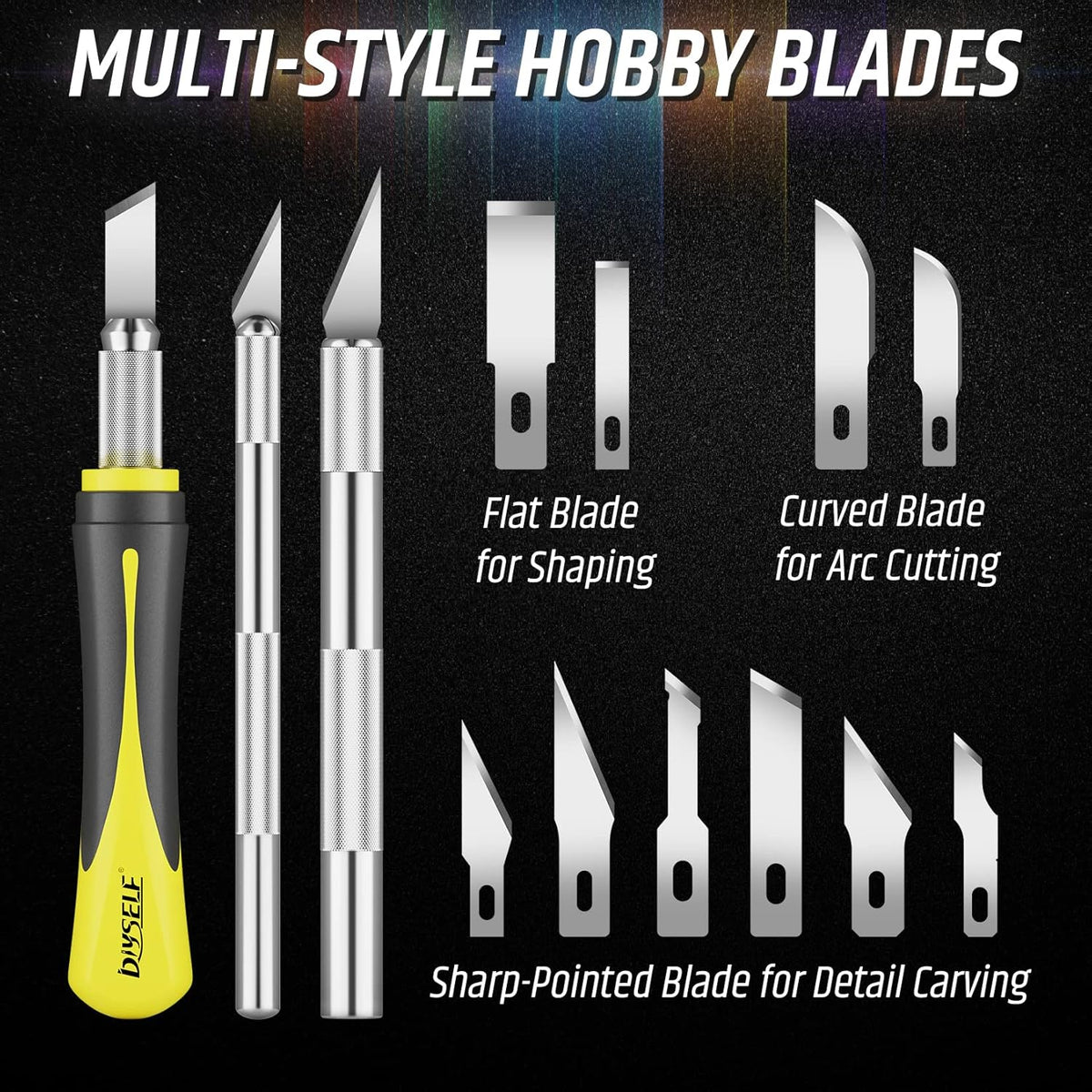 DIYSELF 16-Piece Craft Knife Set, Exacto Knife Set, 3-Piece Hobby Knife with 10-Piece Exacto Knife Blades, Precision Art Knife for Pumpkin Carving, Modeling, Exactly Knife, Pumpkin Carving Tools