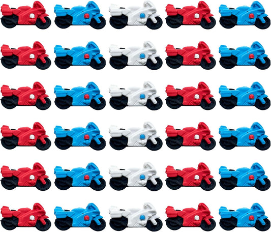 36 Pcs Pencil Eraser Set, 3D Cute Erasers for Kids, Children's Gifts, Party Favor, Classroom School Rewards (Motorcycle)