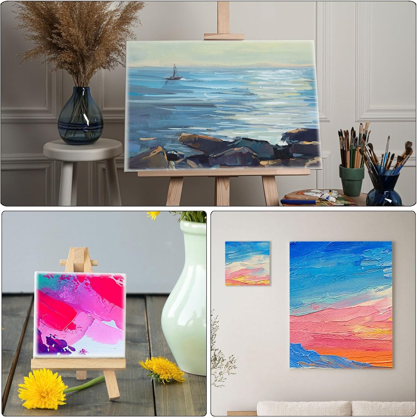 PATIKIL 8x10 Canvas Boards for Painting, 6 Pack 100% Cotton Square Triple Primed Stretched Blank Art Canvas Panel Bulk Thin for Acrylic, Oil, Tempera Paints, White