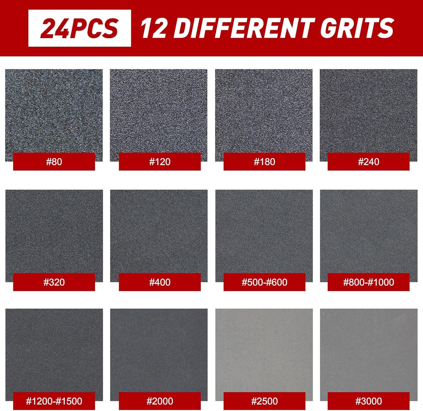24 Pcs Sanding Sponge 2500 Grit, Washable & Reusable Sanding Blocks for Wood, Metal, Drywall, Glazing, Wet Dry Sandpaper for Smooth Finishing