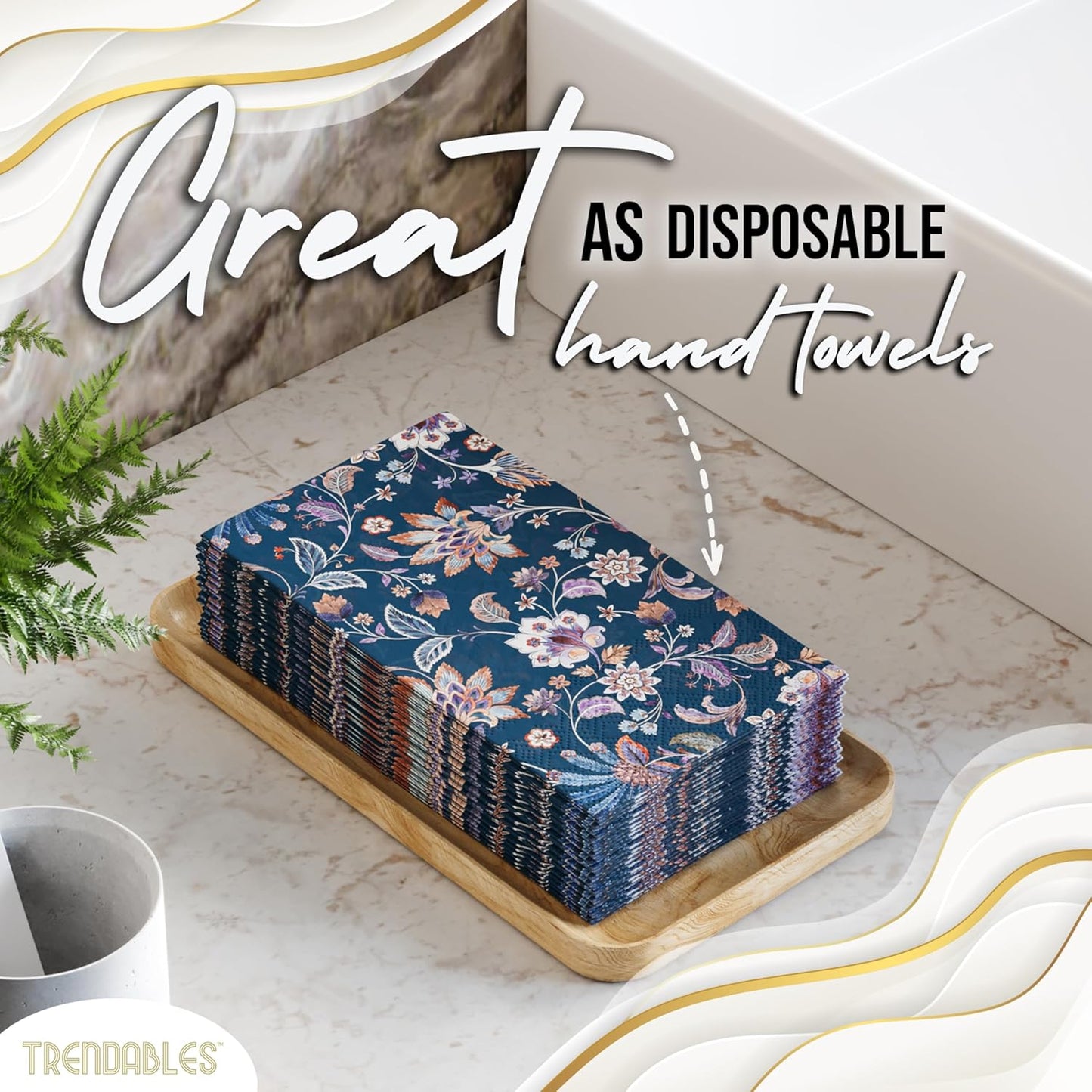 Trendables Floral Napkins for decoupage 100 Pcs 3 Ply floral paper napkins decorative Guest Towels Disposable Bathroom, Flower Design For Tea Party Decorations, Dinners & Weddings