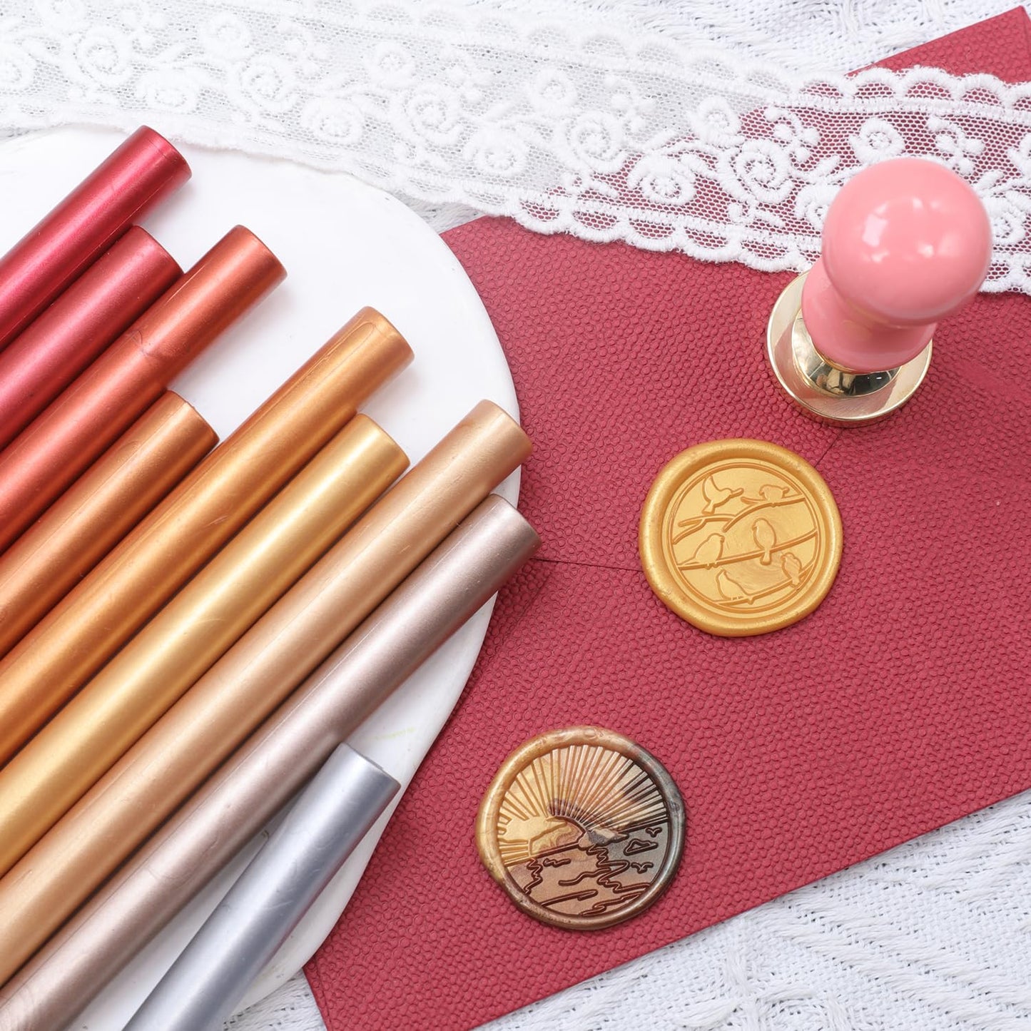 Champagne Gold Wax Seal Sticks, 30pcs Sealing Wax Sticks, HOSEALING Glue Gun Wax Seal Sticks for Wax Seal Stamp, Premium Sealing Wax for Wedding Invitations, Letter, Envelope (Mini Size)