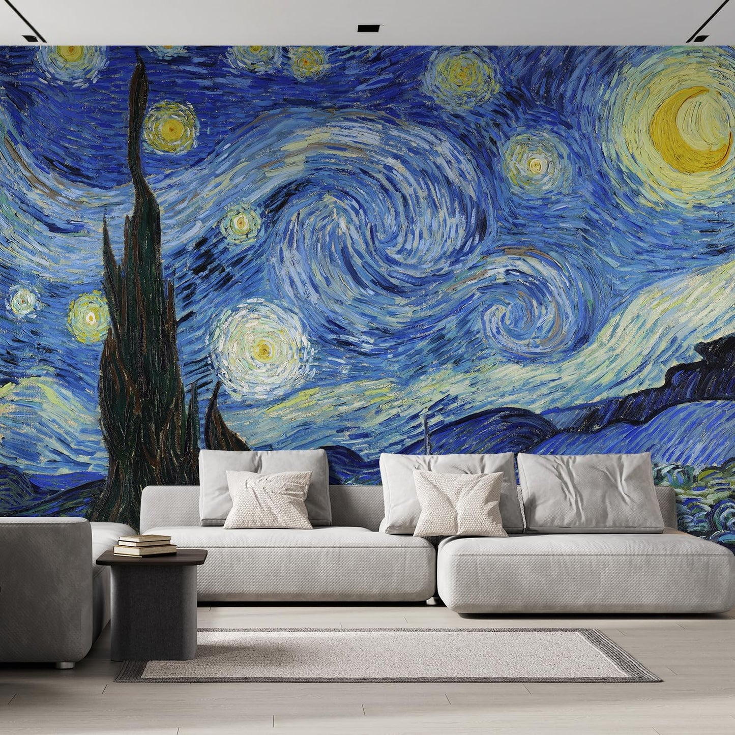 wall26 Wall Sticker/Wall Mural Starry Night by Vincent Van Gogh Dutch Impressionism, Not Peel and Stick, Non-Woven Wallpaper Decorative for Bedroom, Living Room, Office - 108x120 inches