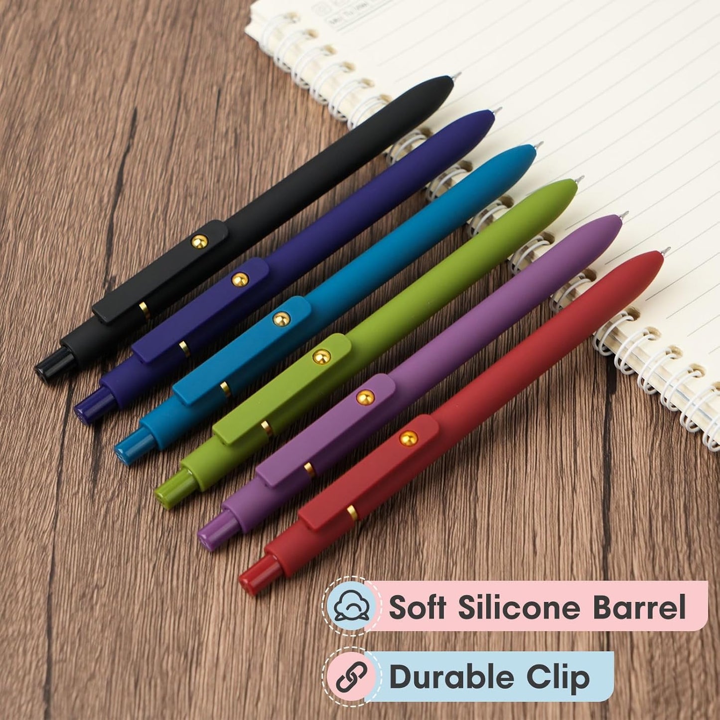 Ddaowanx Colorful Gel Pens, 0.5mm Fine Point Retractable,Multi Colored Pens for Journaling and Sketching,School Supplies,Stuffers for Teens, Gifts for Women (6Pcs-Vintage Colors)