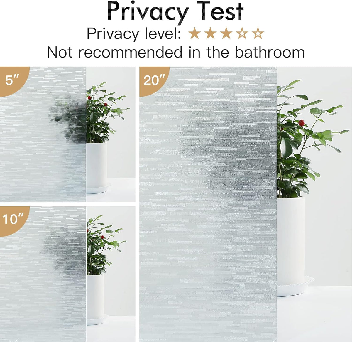 Haton Window Privacy Film, Frosted Glass Static Cling Sun Heat Blocking Window Clings, Frosting Opaque Coverings, Vinyl Removable Stickers Tint for Home Door Office, Non Adhesive 29.5" x 157.4"