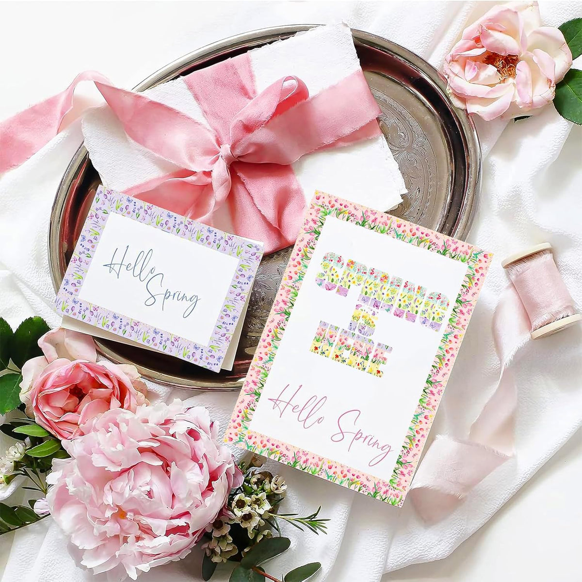 12 Rolls Spring Floral Washi Tape Set, Butterfly Tulip Flower Masking Tapes, Summer Decorative Paper Tape for Scrapbooking Journaling DIY Crafts Gift Packaging 16.4FT