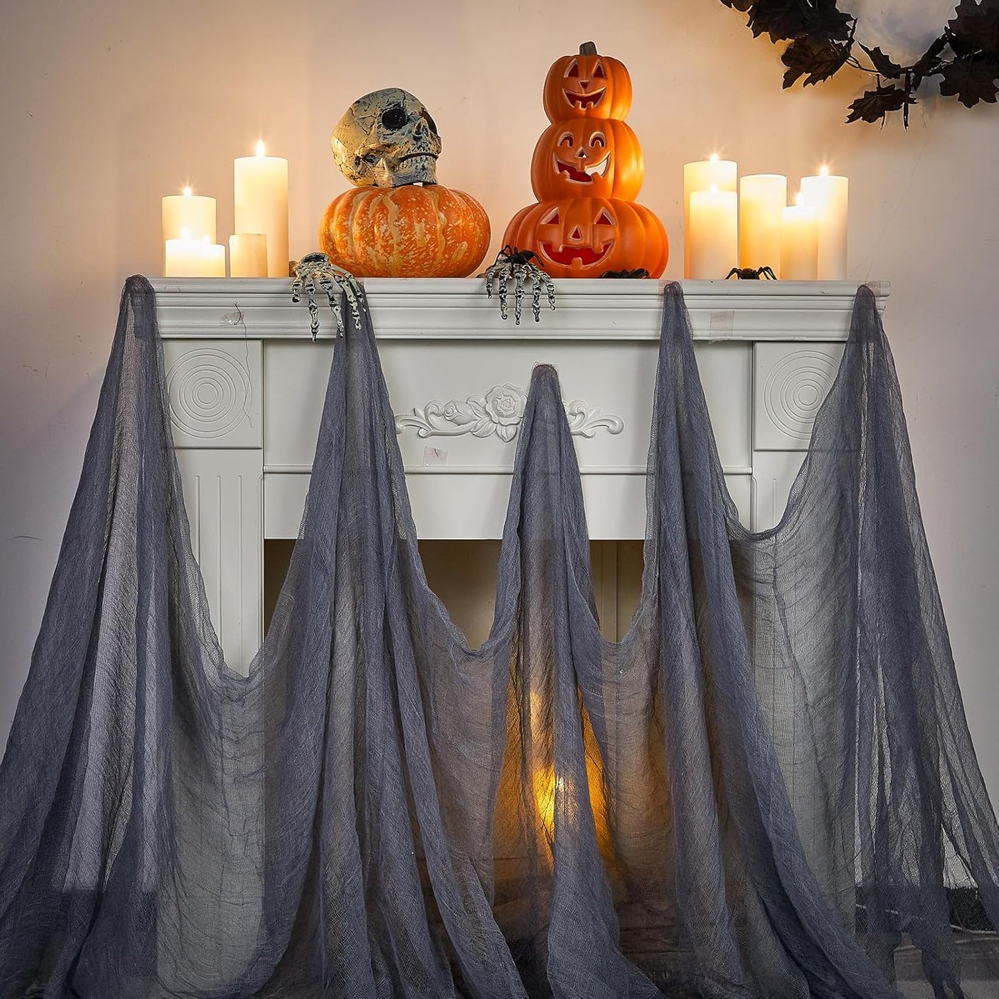 Boao Halloween Cheese cloth 39.37 x 393.7 Inch Gray Cheesecloth Roll for Crafts Large Cotton Muslin Gauze Fabric for Halloween Outdoor & Indoor Spooky Decoration