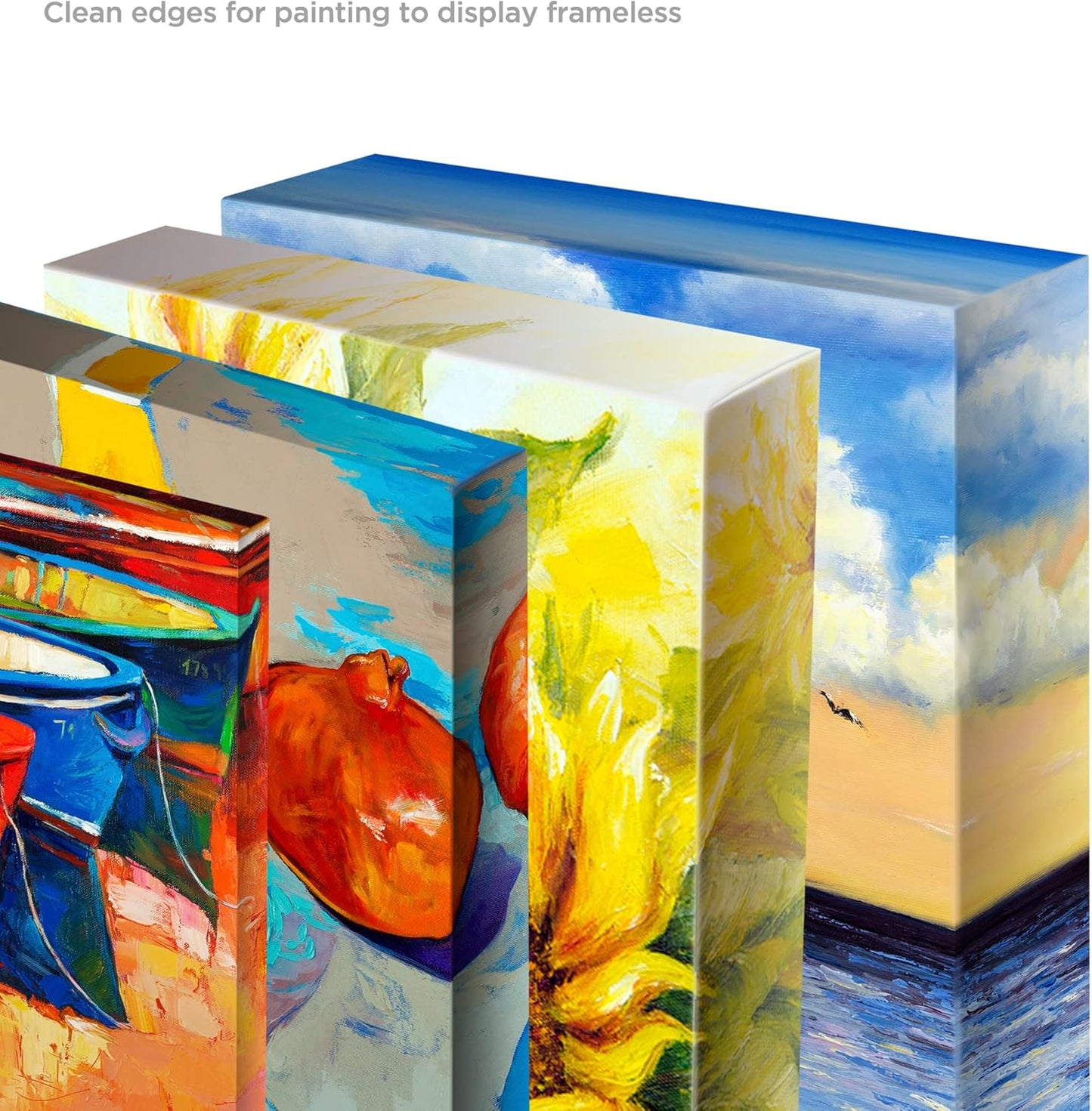 Creative Mark The Edge Deluxe Cotton 1-1/2" Deep Stretched Canvas for Painting, 22x28 Pack of 3, 14oz. Primed Weight, Universal Archival Priming, Medium Tooth, Hand-Stretched Canvas for Painters