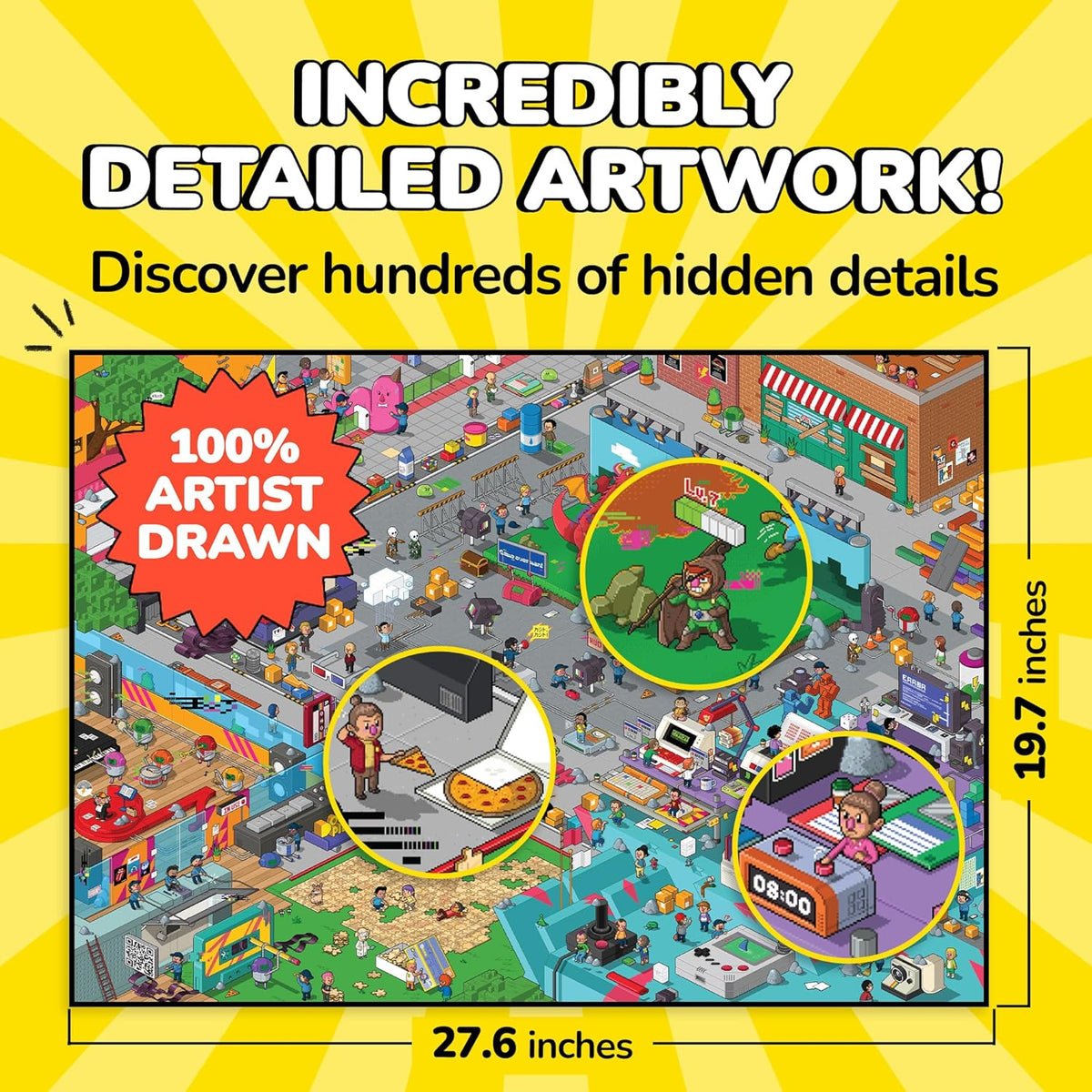 Odd Pieces Jigsaw Puzzles 1000 Pieces - Magic Mystery Story Secret Ending Puzzle - Perfect Game Night for Adults & Kids - Pixel Art Gamer Movie TV Show Superhero Theme (Glitch)