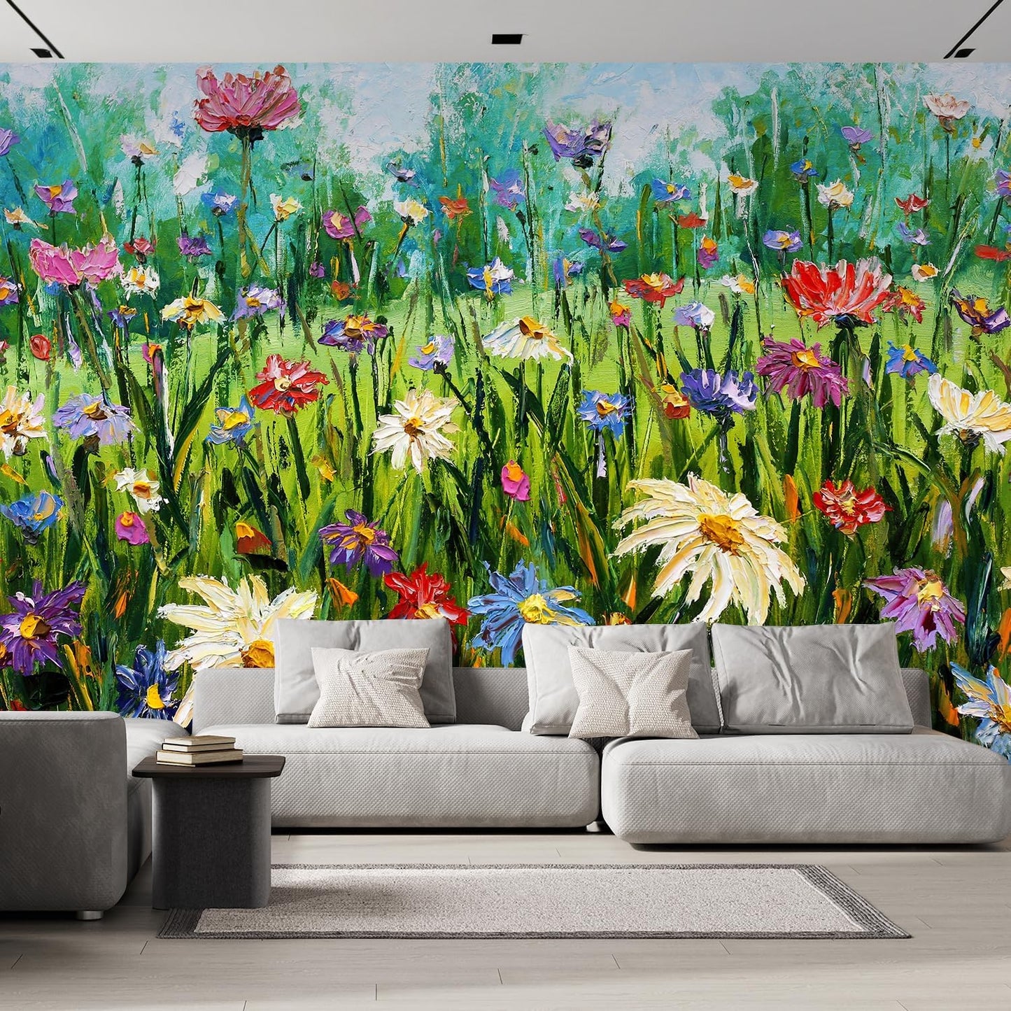 wall26 Wall Sticker/Wall Mural Wildflower Abstract, Not Peel and Stick, Non-Woven Wallpaper Decorative for Bedroom, Living Room, Office - 96x144 inches