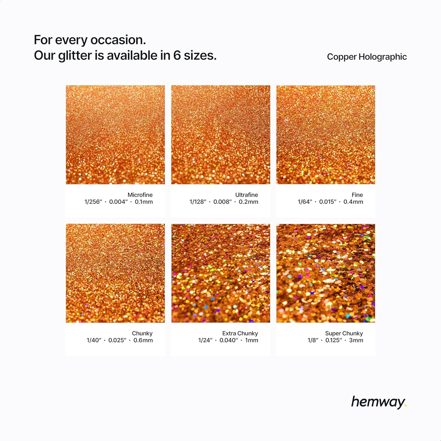 Hemway Polyurethane & Epoxy Resin Glitter for Arts, Crafts, Tumblers, Flooring, Woodwork, Decorating and Resin Projects 100g - Copper Holographic