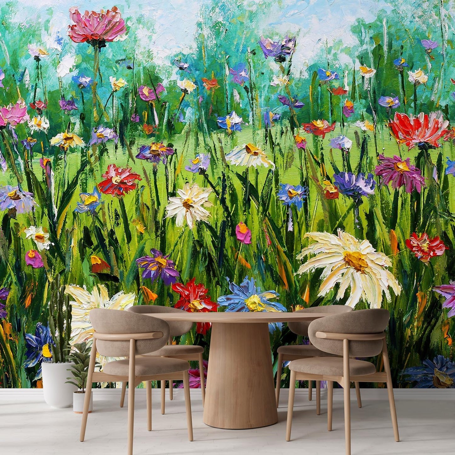 wall26 Wall Sticker/Wall Mural Wildflower Abstract, Not Peel and Stick, Non-Woven Wallpaper Decorative for Bedroom, Living Room, Office - 132x168 inches