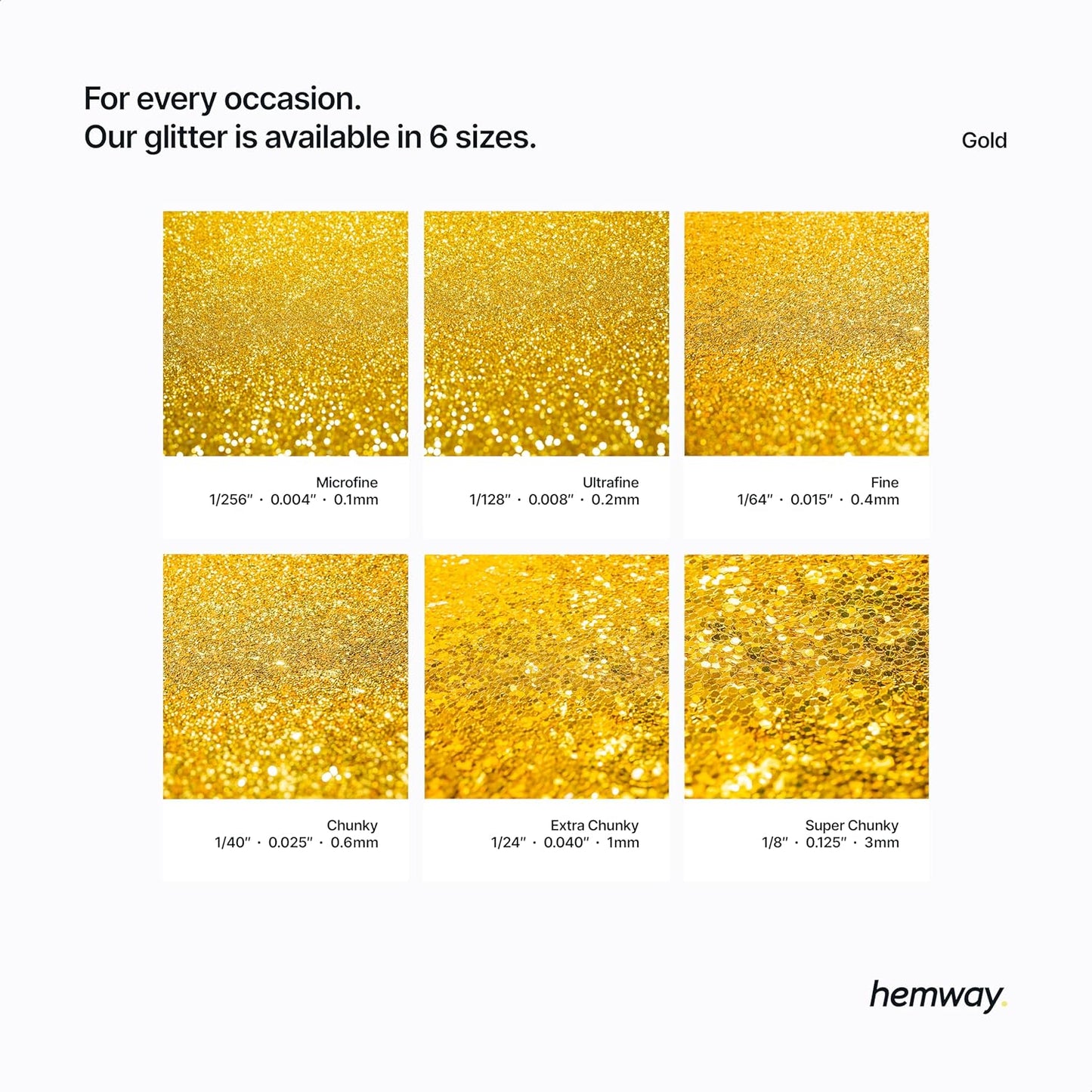 Hemway Polyurethane & Epoxy Resin Glitter 100g / 3.5oz Metallic Crystal Flake Additive for Flooring Jewelry Tumblers Glass Pigment - Extra Chunky (1/24" 0.040" 1mm) - Gold