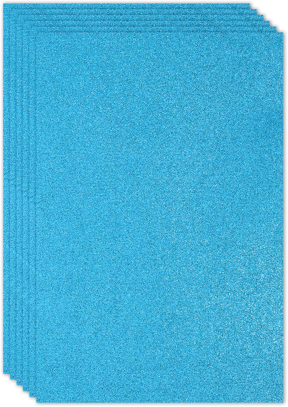 PATIKIL 2mm(1/10") Thick Non Adhesive Glitter Foam Sheet 16x24inch(40x60cm) Light Blue, EVA Shiny Foam Board for Craft, 6 Pcs