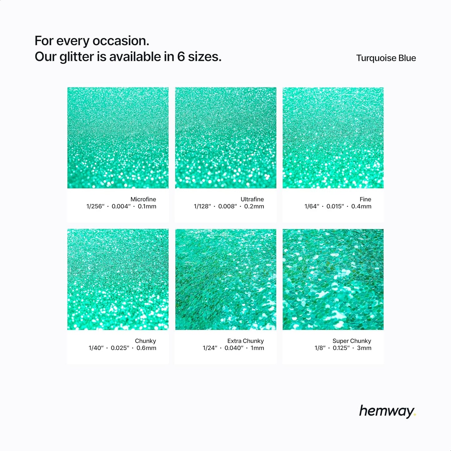 Hemway Polyurethane & Epoxy Resin Glitter 100g / 3.5oz Metallic Crystal Flake Additive for Flooring Jewelry Tumblers Glass Pigment - Extra Chunky (1/24" 0.040" 1mm) - Turquoise Blue