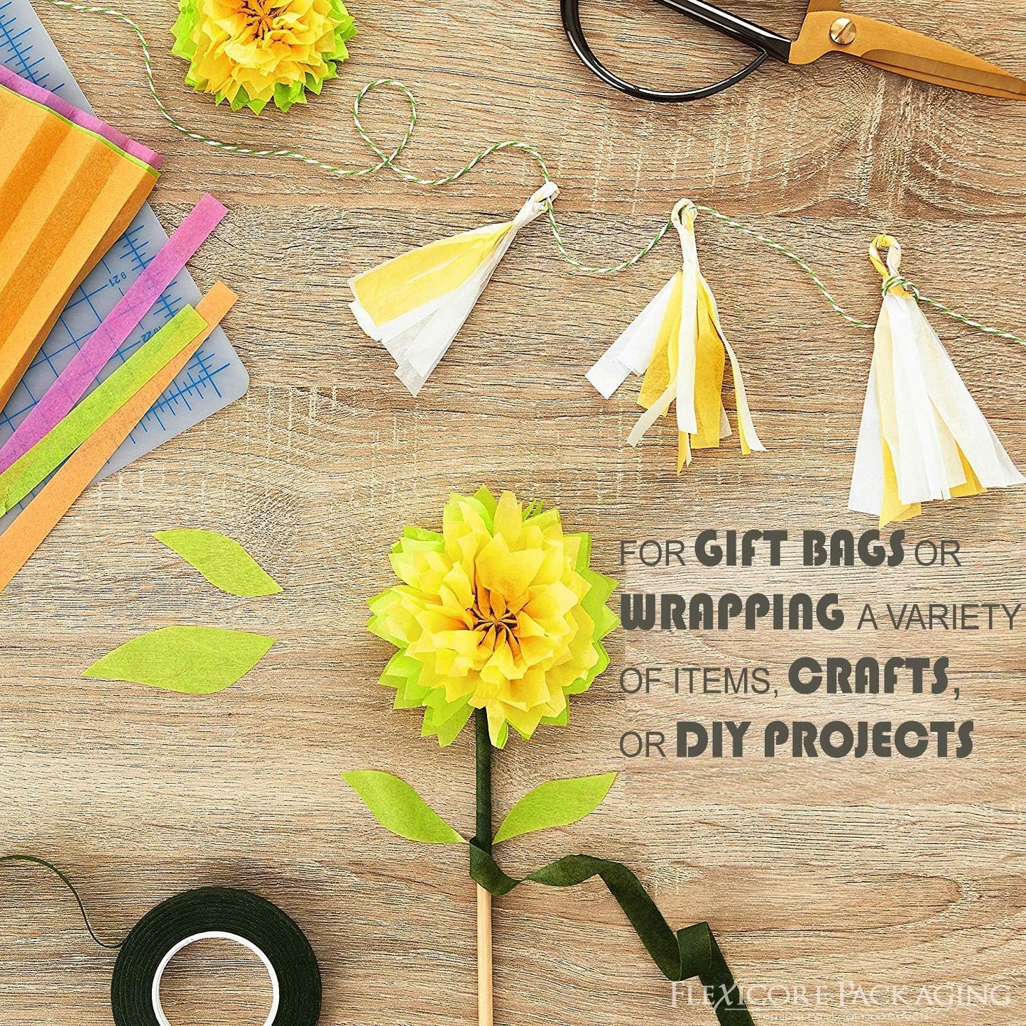 Flexicore Packaging Light Pink Pin Stripe Print Gift Wrap Tissue Paper Size: 15 Inch X 20 Inch | Count: 100 Sheets | Color: Light Pink Pin Stripe
