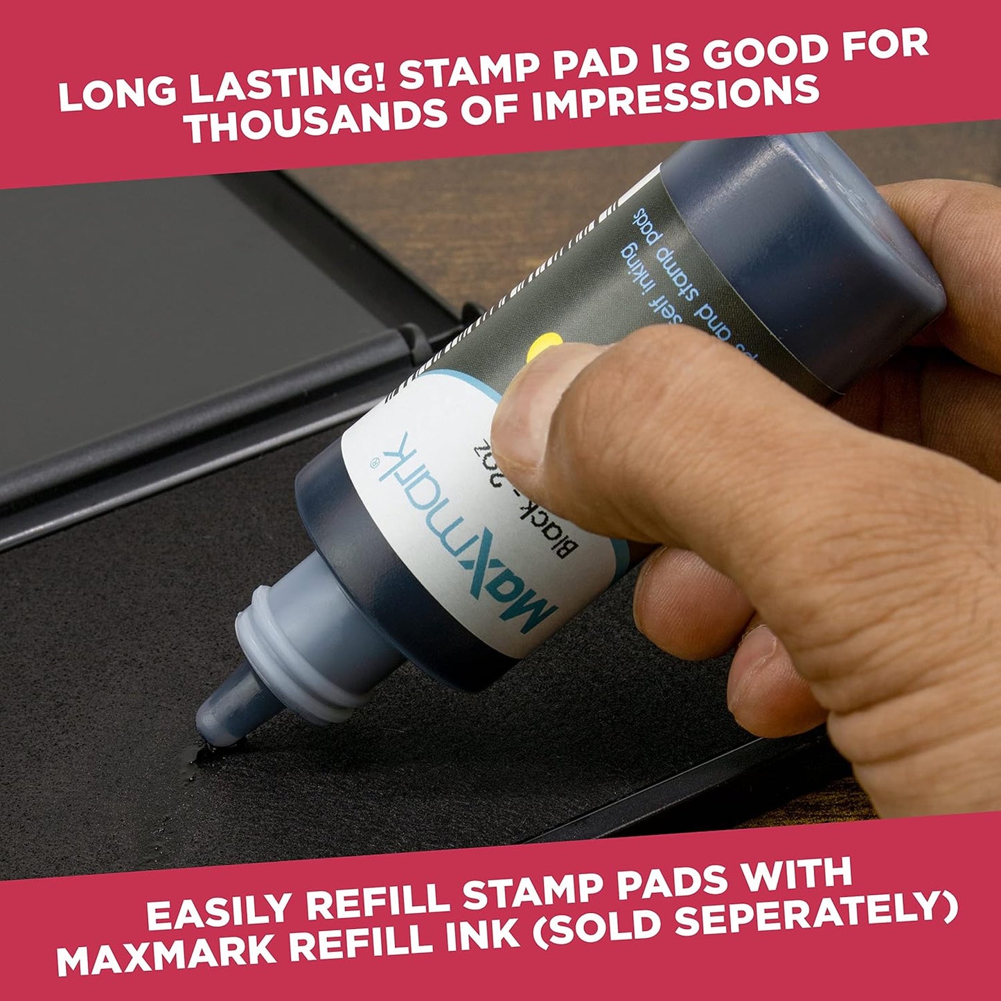 Large Premium Black Ink Stamp Pad - 5" by 7" - Quality Felt Pad