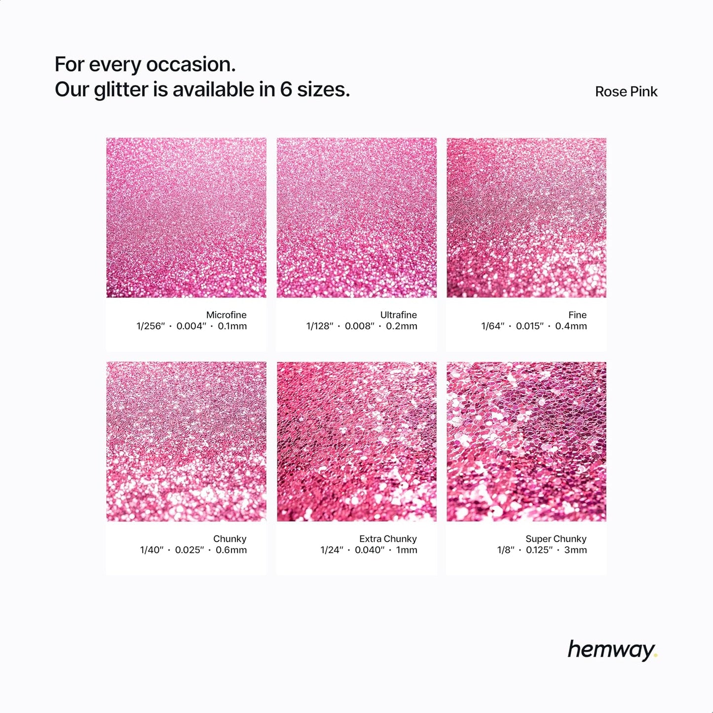 Hemway Polyurethane & Epoxy Resin Glitter 100g / 3.5oz Metallic Crystal Flake Additive for Flooring Jewelry Tumblers Glass Pigment - Extra Chunky (1/24" 0.040" 1mm) - Rose Pink