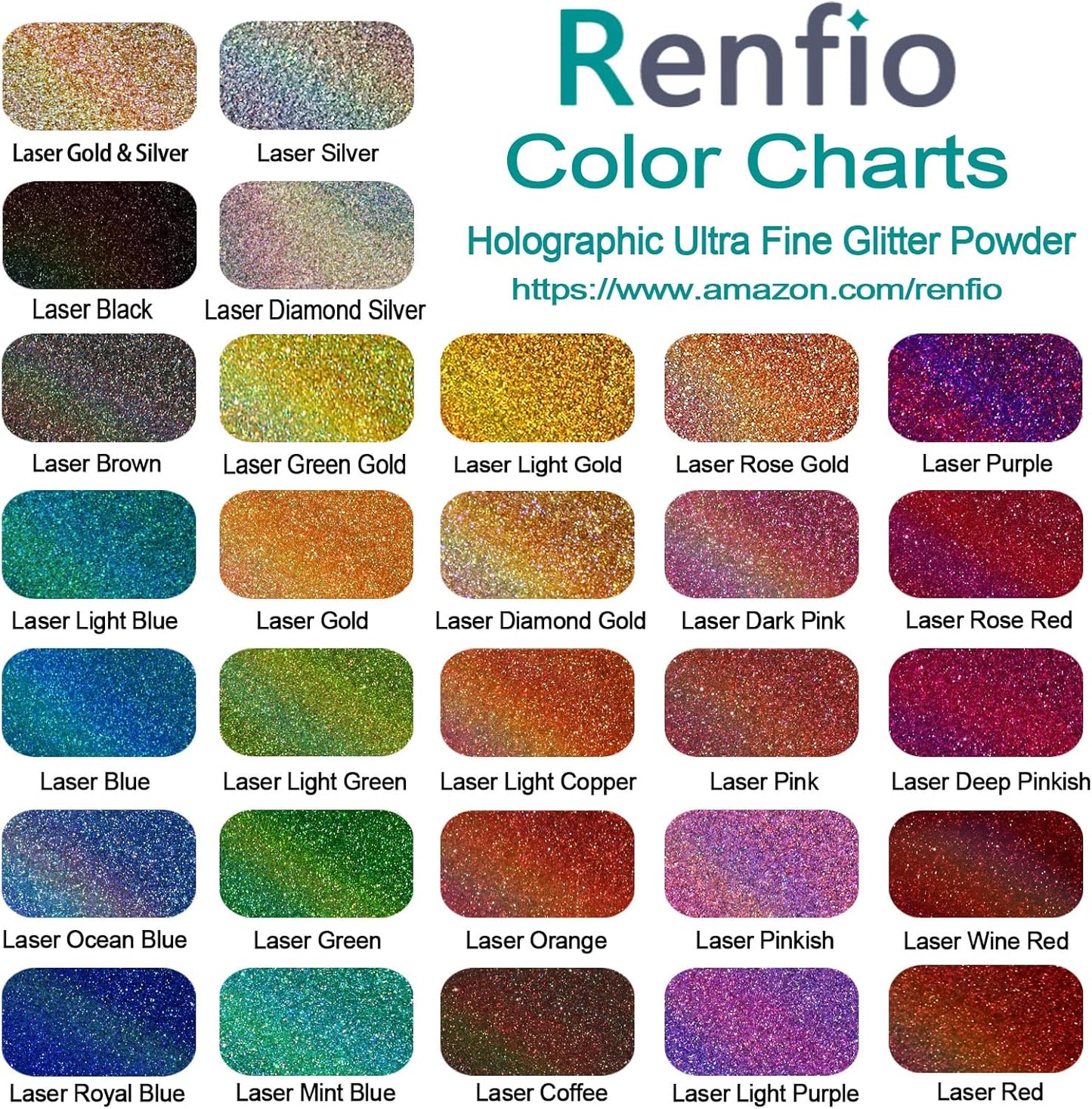 Renfio Holographic Ultra Fine Glitter Powder Metallic Resin Glitter 2.11 Oz (60g) PET Flakes Crafts Sequins 1/128" 0.008" 0.2mm Epoxy Chips Flakes for Tumblers Slime - Laser Royal Blue
