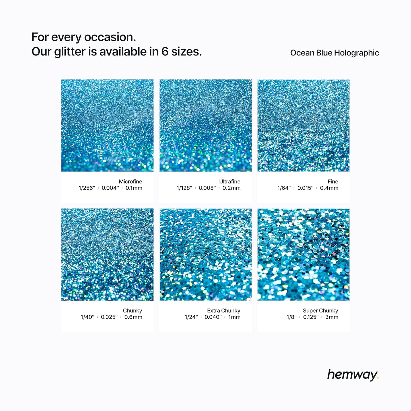 Hemway Polyurethane & Epoxy Resin Glitter 100g / 3.5oz Metallic Crystal Flake Additive for Flooring Jewelry Tumblers Glass Pigment - Microfine (1/256" 0.004" 0.1mm) - Ocean Blue Holographic