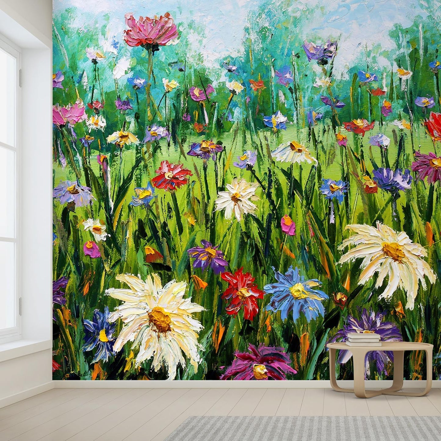 wall26 Wall Sticker/Wall Mural Wildflower Abstract, Not Peel and Stick, Non-Woven Wallpaper Decorative for Bedroom, Living Room, Office - 99x96 inches