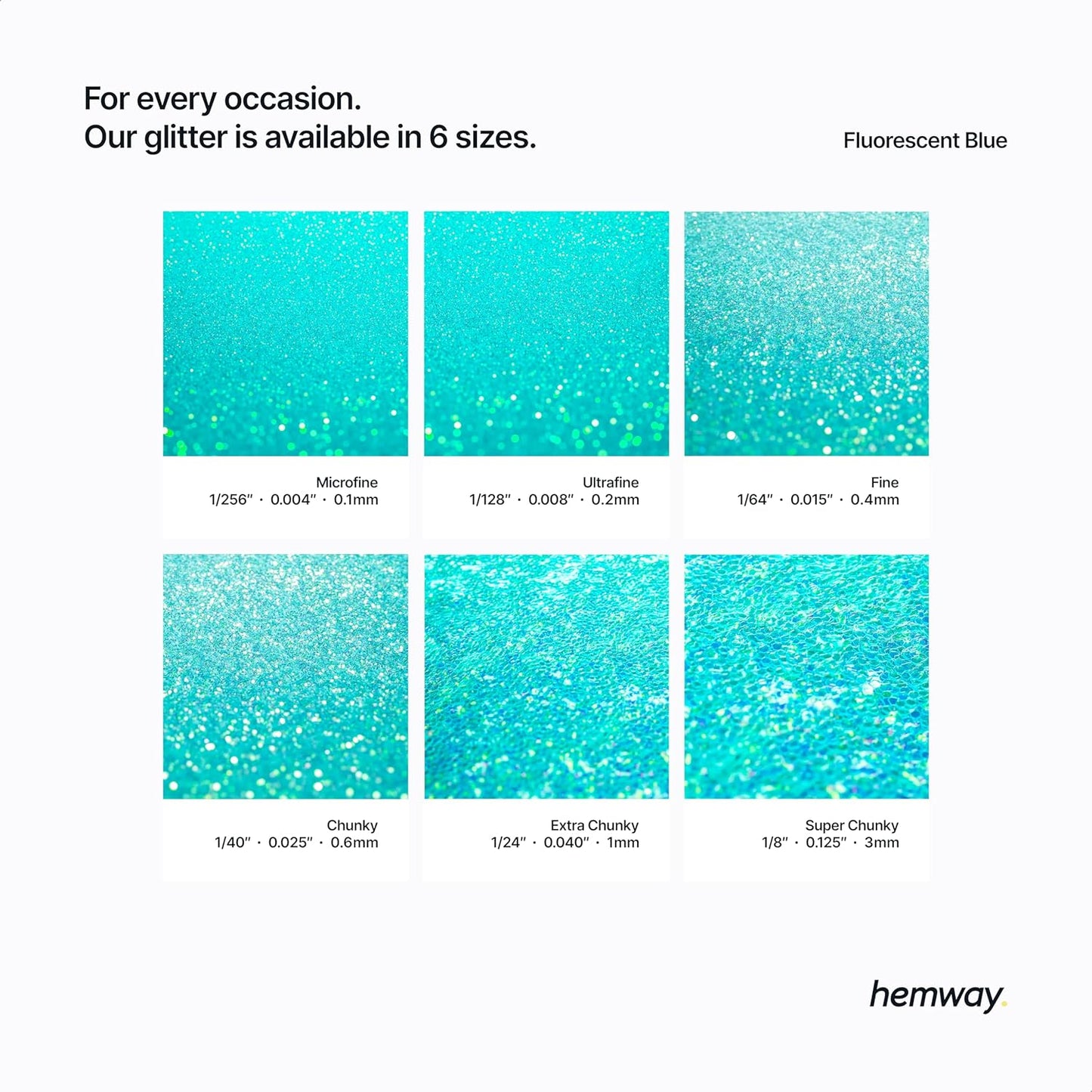 Hemway Polyurethane & Epoxy Resin Glitter 100g / 3.5oz Metallic Crystal Flake Additive for Flooring Jewelry Tumblers Glass Pigment - Microfine (1/256" 0.004" 0.1mm) - Fluorescent Blue
