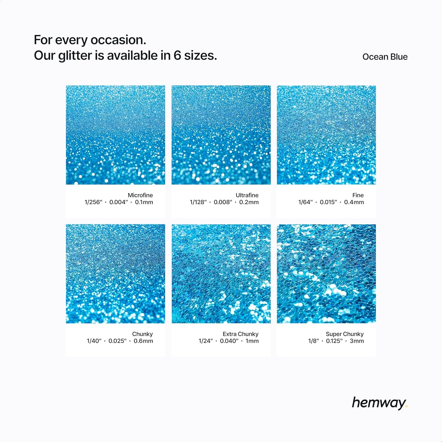 Hemway Glitter for Resin 100g Ocean Blue Metallic Crystals for Epoxy Craft Super Chunky Flakes Tumblers Wax Melt