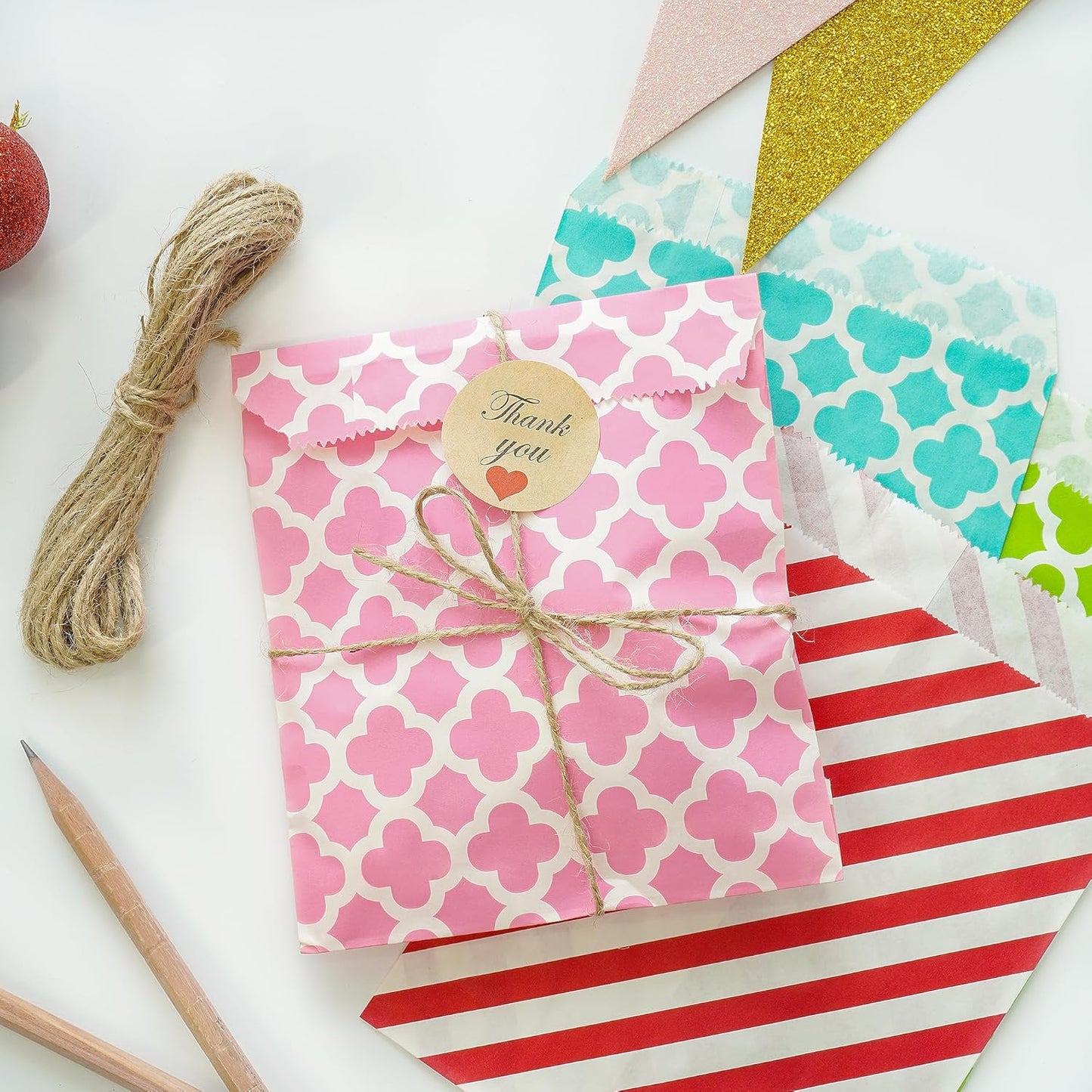 KEYYOOMY 200 Pcs Teal Blue Candy Buffet Bags - Small Polka Dot Paper Treat Bags for Wedding & Birthday Party (5 x 7 inch)