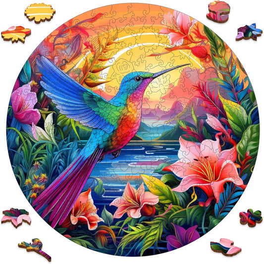 500 Pieces Puzzles for Adults, Hummingbird and Flower Wooden Puzzles,Unique Shaped Jigsaw Puzzles for Adults and Kids, Birthday Gifts Fun Challenge Family Game 16.5'' x 16.5''