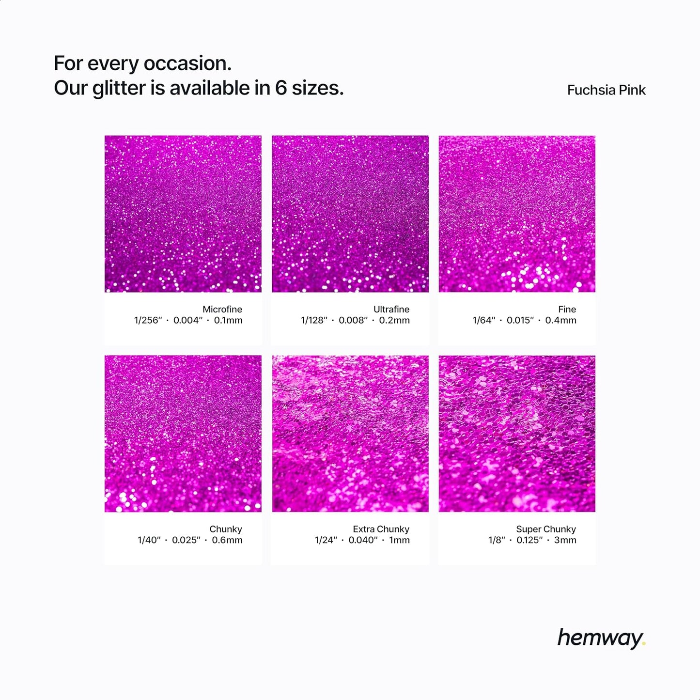 Hemway Polyurethane & Epoxy Resin Glitter 100g / 3.5oz Metallic Crystal Flake Additive for Flooring Jewelry Tumblers Glass Pigment - Fine (1/64" 0.015" 0.4mm) - Fuchsia Pink