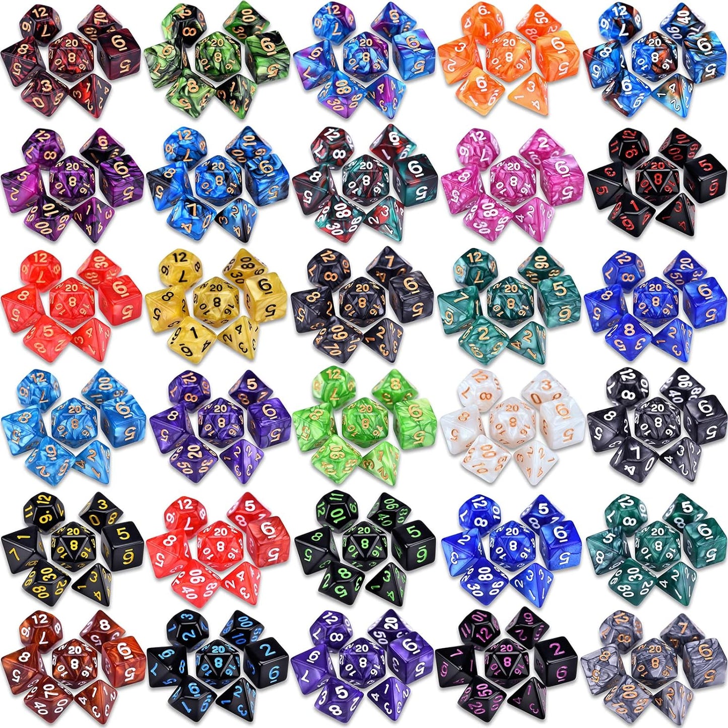 DND RPG Dice Sets 30 x 7 Polyhedral Dice (210pcs) for Dungeons and Dragons Tabletop Role Playing Adventure Games, with a Large Drawstring Bag