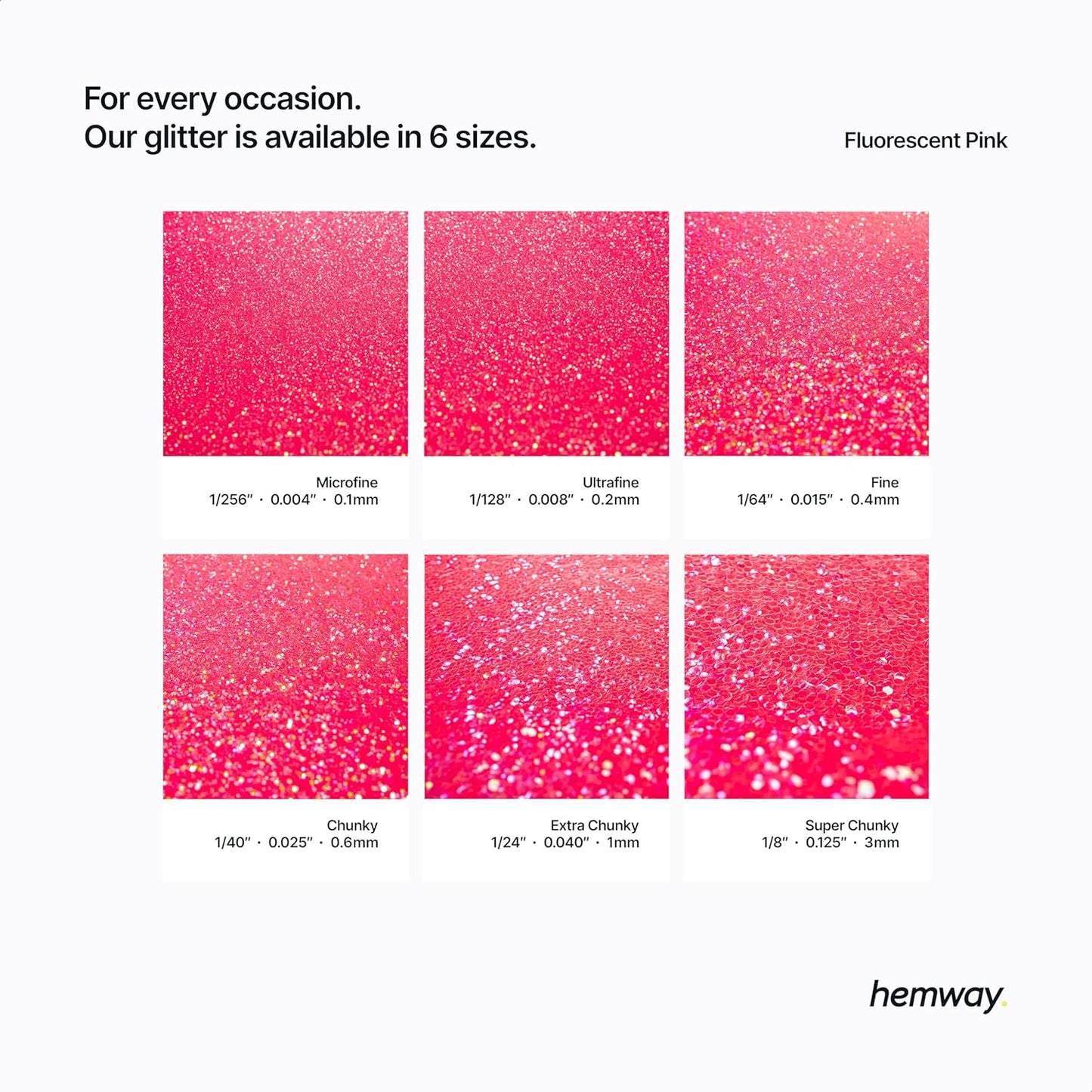 Hemway Polyurethane & Epoxy Resin Glitter 100g / 3.5oz Metallic Crystal Flake Additive for Flooring Jewelry Tumblers Glass Pigment - Extra Chunky (1/24" 0.040" 1mm) - Fluorescent Pink