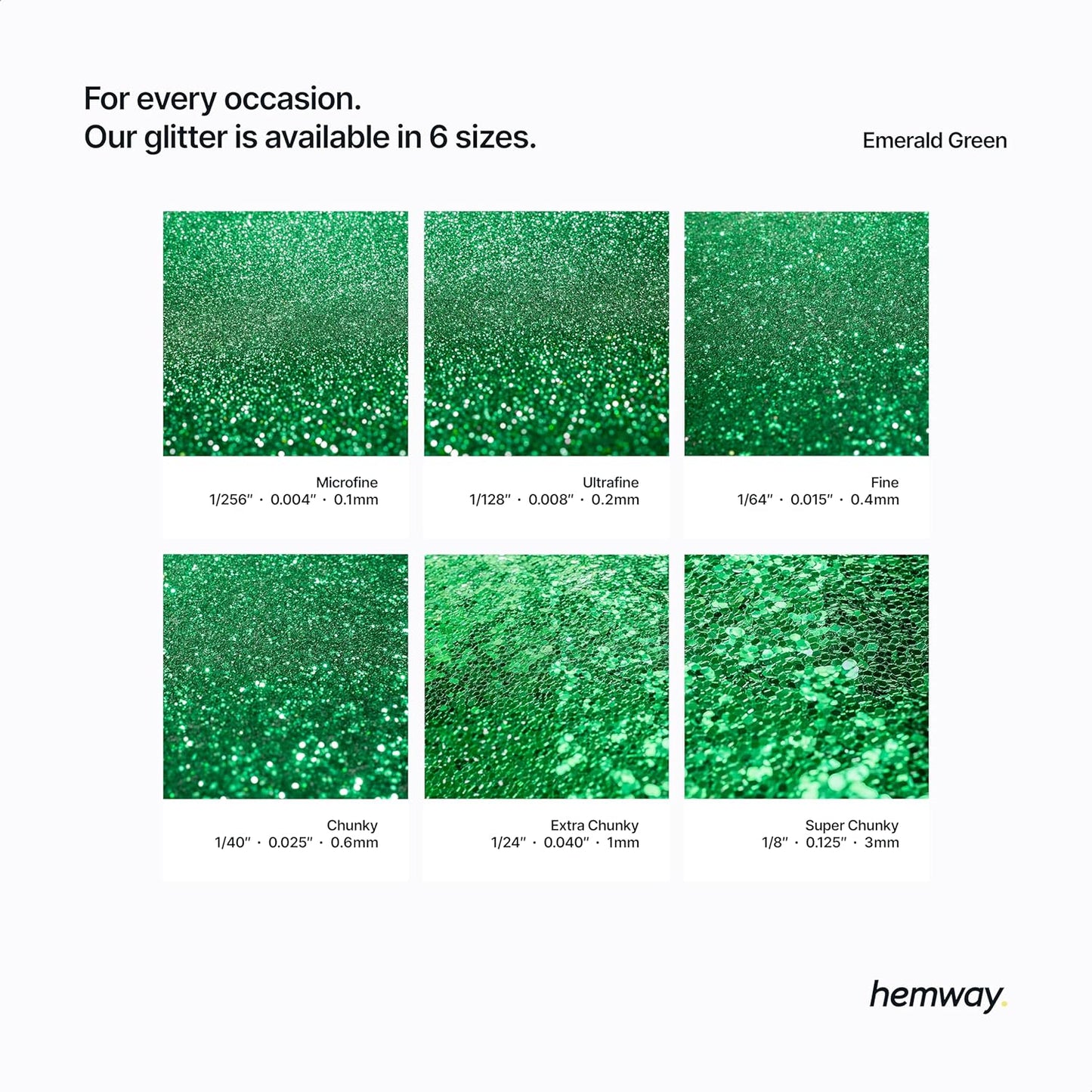 Hemway Polyurethane & Epoxy Resin Glitter 100g / 3.5oz Metallic Crystal Flake Additive for Flooring Jewelry Tumblers Glass Pigment - Extra Chunky (1/24" 0.040" 1mm) - Emerald Green