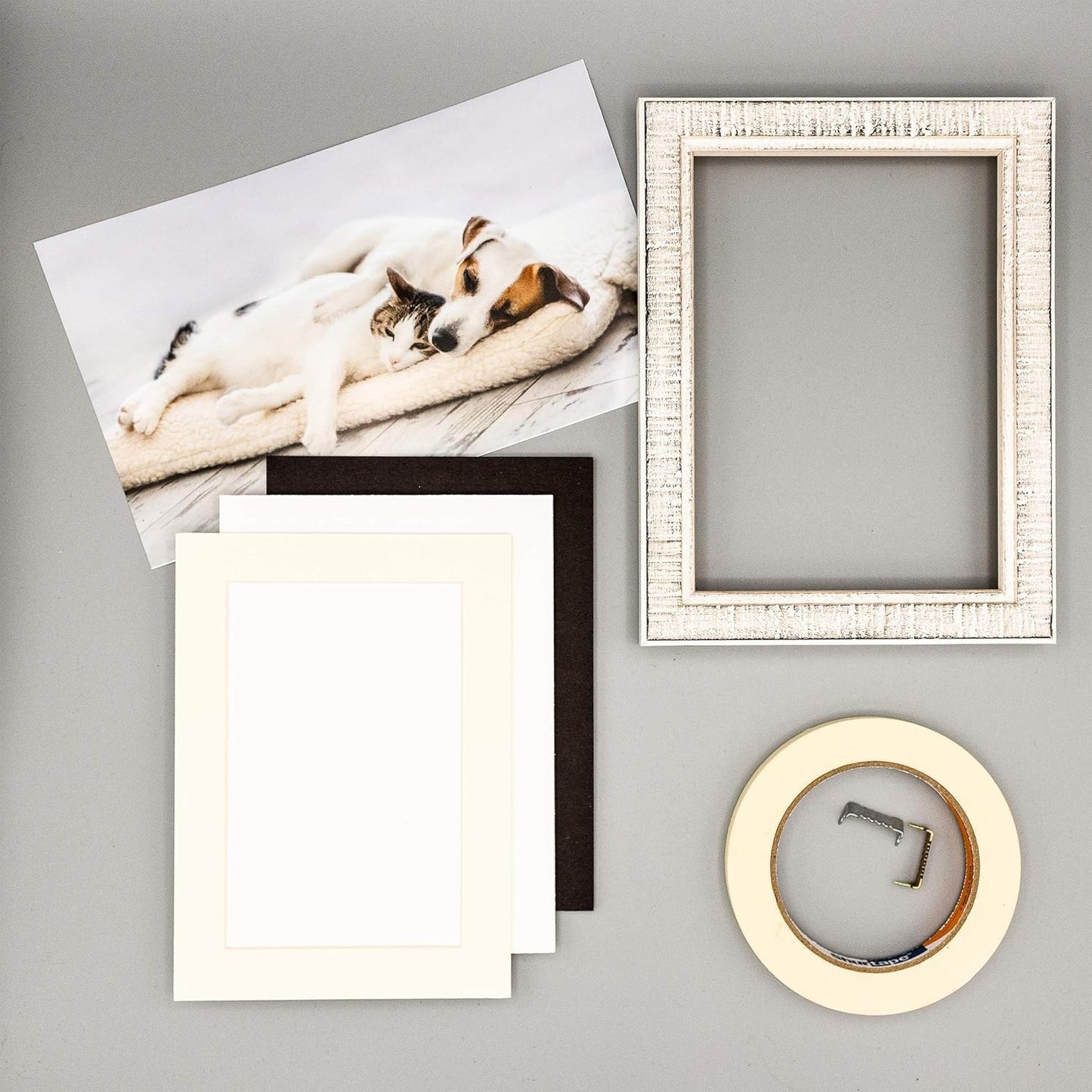 5x7 Mat for 8.5x11 Frame - Precut Mat Board Acid-Free Show Kit with Backing Board, and Clear Bags Textured Cream 5x7 Photo Matte For a 8.5x11 Picture Frame Matboard for Framing, Pack of 10 Mats