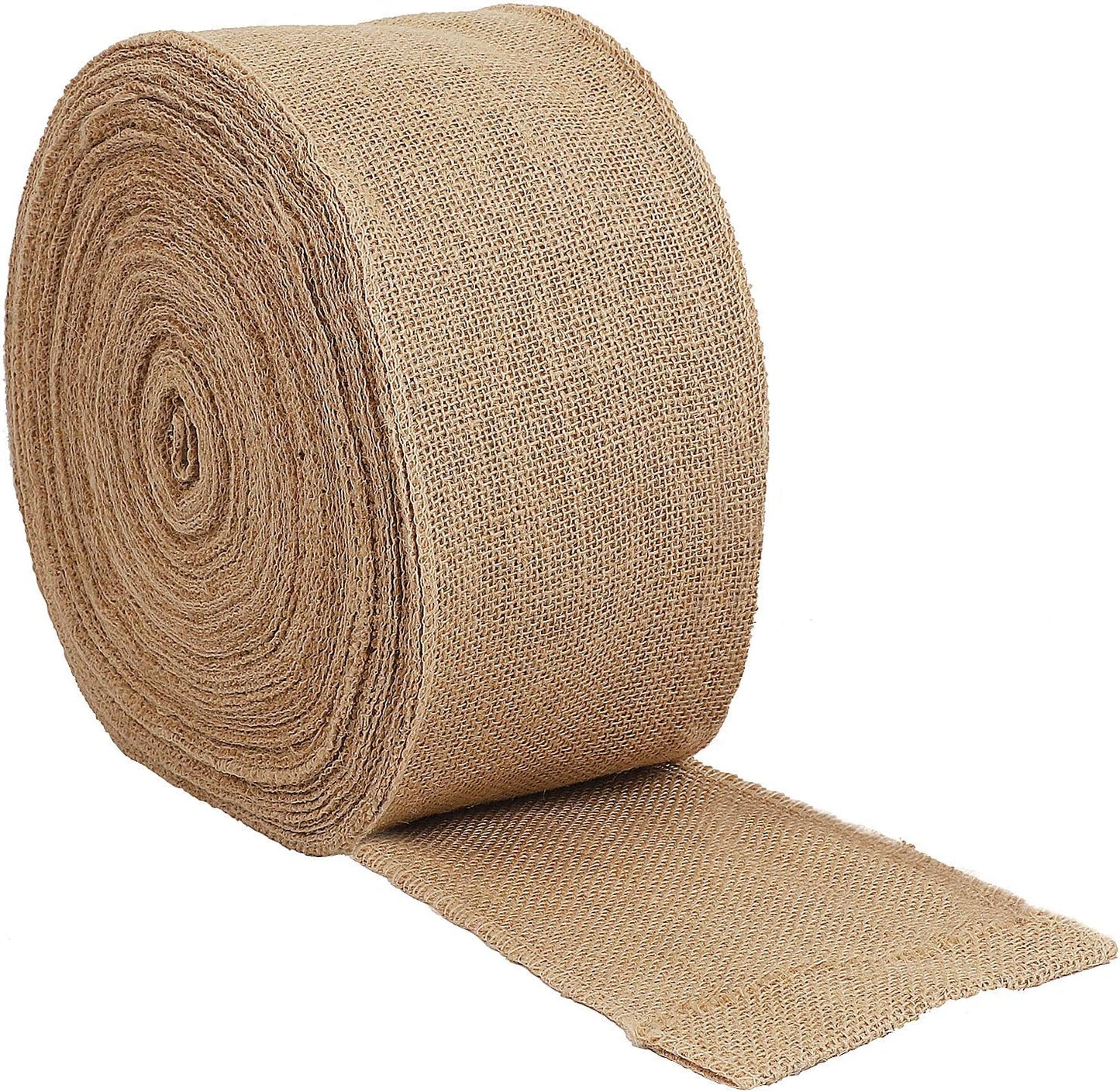 KINJOEK 6 Inch Wide 11 Yards Burlap Ribbon, Natural Jute Fabric Ribbon Crafts Ribbon for Christmas Wedding Gifts Burlap Fabric DIY for Decoration