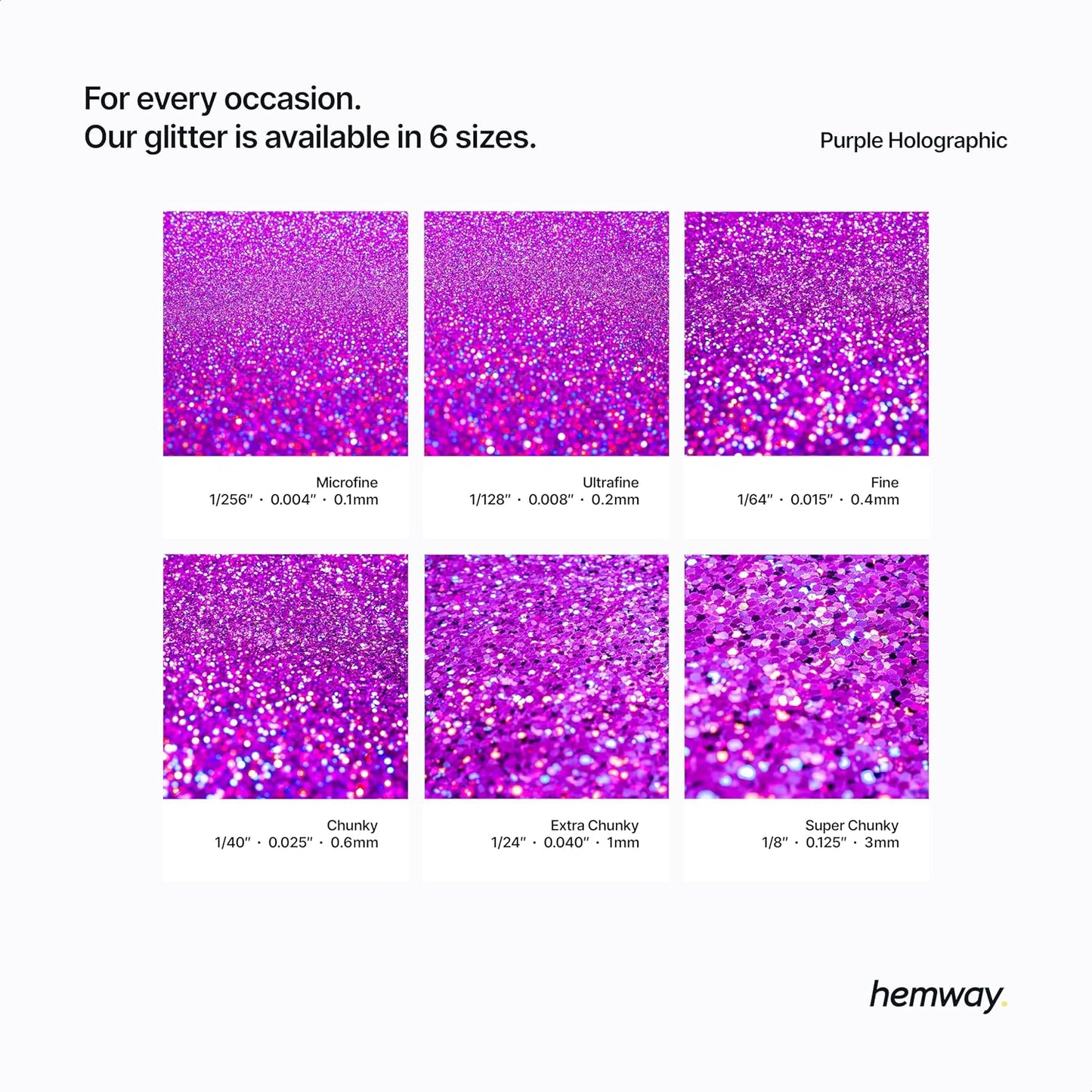 Hemway Glitter for Resin 100g Purple Holographic Metallic Crystals for Epoxy Craft Super Chunky Flakes Tumblers Wax Melt