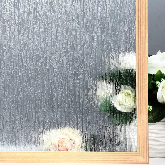 VELIMAX Rain Glass Window Film Privacy Static Window Clings Decorative Glass Sticker for Home Office Removable UV Protection Heat Control 17.7 x 118 inches