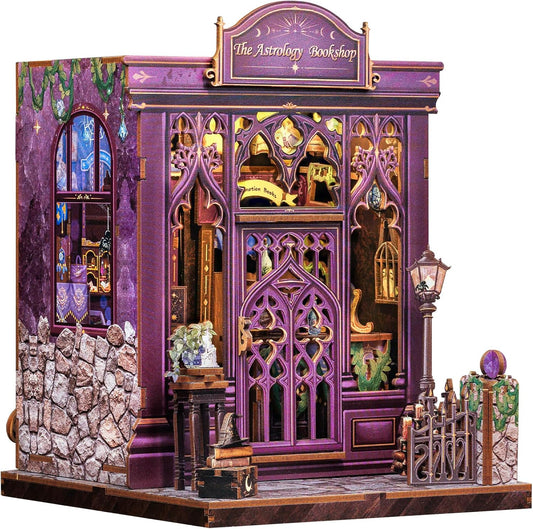 Fsolis Book Nook Kit, DIY Scene Miniature House Kit for Adults and Beginners Tiny House Mini Scale Model Booknook Craft Bookshelf Puzzle Nook Decor Gifts for Women Teenagers (The Astrology Bookshop)