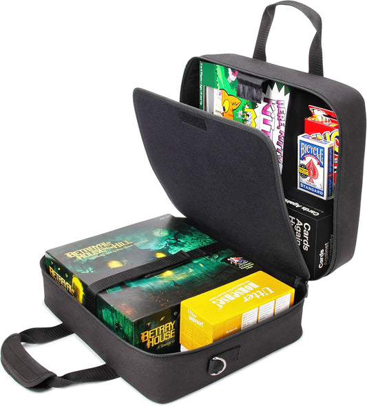USA Gear Board Game Bag Compatible with Catan, Cards Against Humanity, Monopoly, Battleship, Sequence, Ticket to Ride & More - Board Game Storage Bag with Customizable Interior, Padded Shoulder Strap