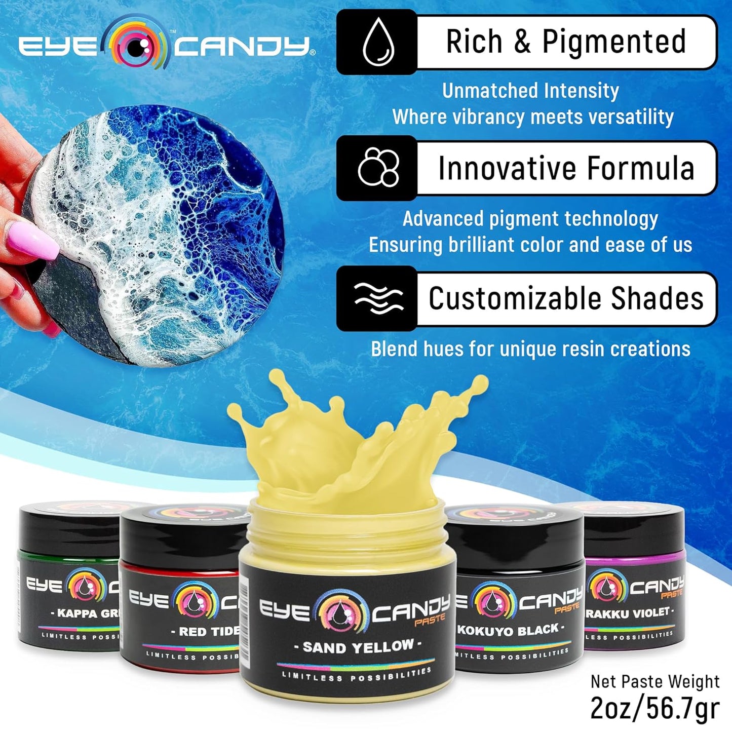 Eye Candy Beige Pigment Paste Sand Yellow (2 oz/RAL 1002) | Epoxy, Resin Art Paste |Highly Pigmented |Resin Art | Woodworking