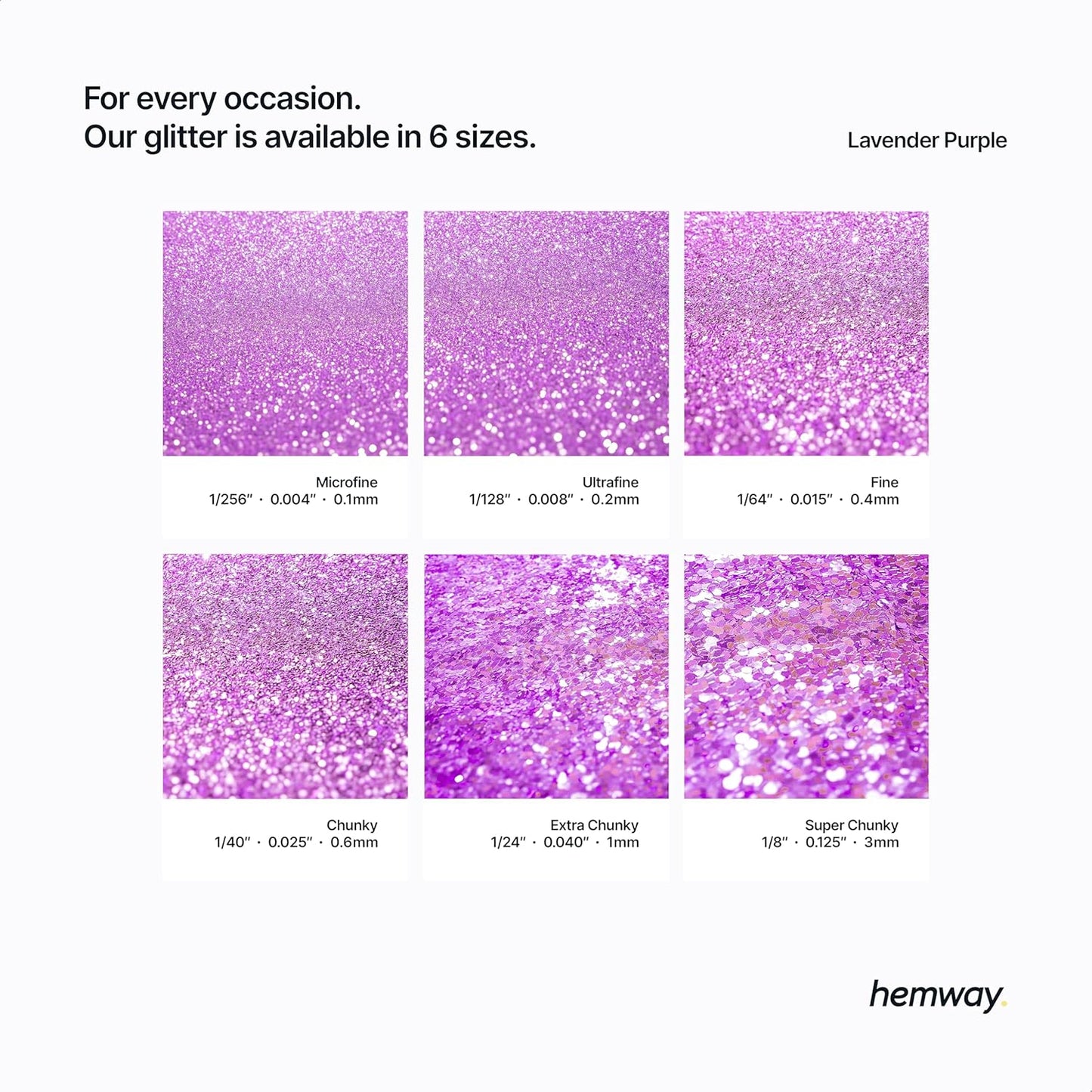 Hemway Polyurethane & Epoxy Resin Glitter 100g / 3.5oz Metallic Crystal Flake Additive for Flooring Jewelry Tumblers Glass Pigment - Fine (1/64" 0.015" 0.4mm) - Lavender Purple