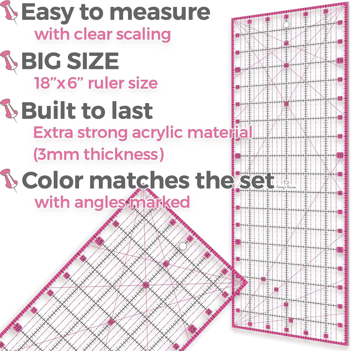 Rotary Cutter Set - Quilting Kit incl. 45mm Fabric Cutter, 5 Replacement Blades - Ideal for Crafting, Sewing, Patchworking, Crochet & Knitting (Pink, Cutting Mat Set (36" x 24"))