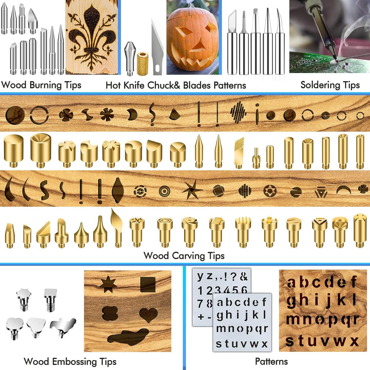 137PCS Wood burning Kit, DIY Creative Tool Set Soldering Woodburning Pen with Adjustable Temperature and Wood Piece for Embossing Carving Tips