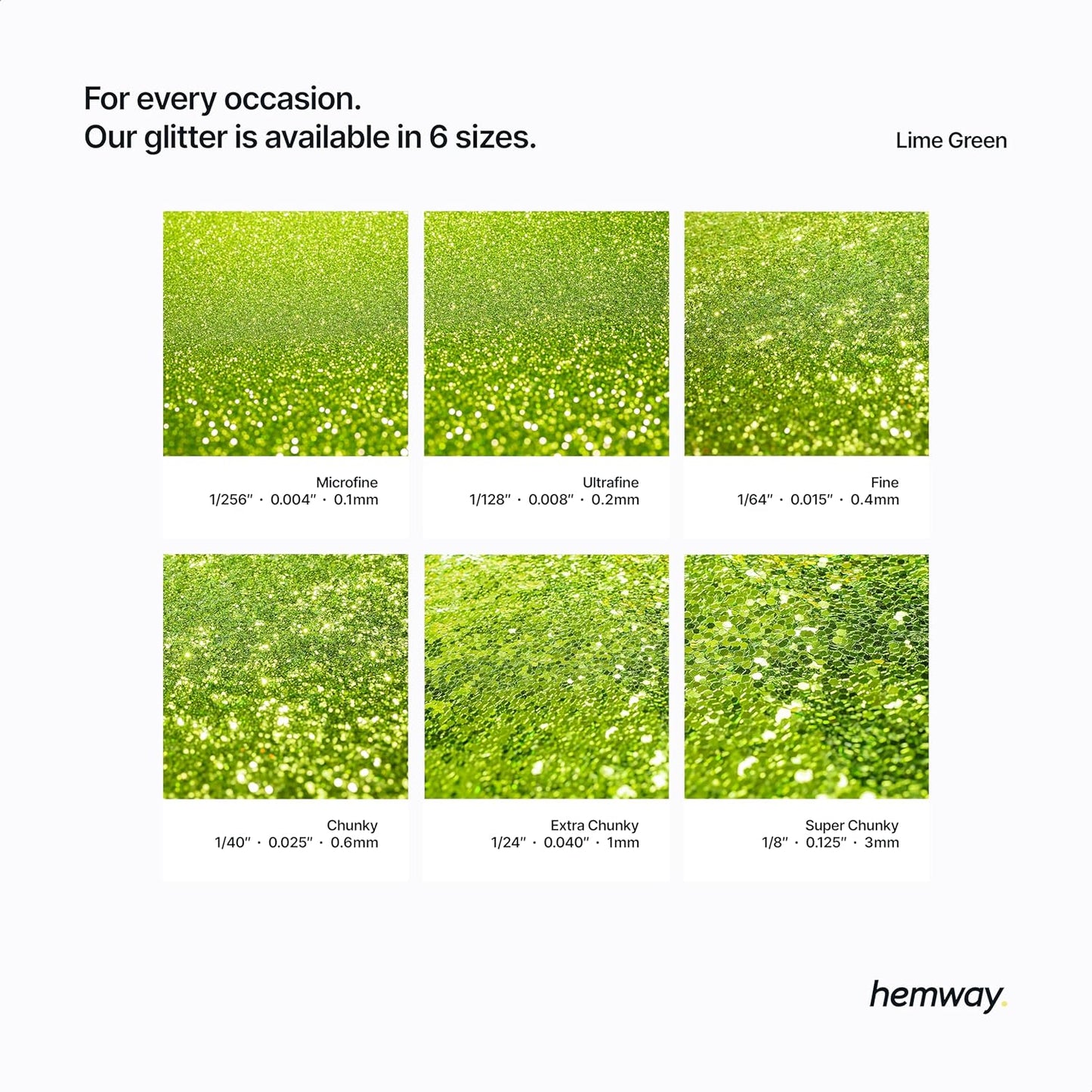 Hemway Polyurethane & Epoxy Resin Glitter 100g / 3.5oz Metallic Crystal Flake Additive for Flooring Jewelry Tumblers Glass Pigment - Extra Chunky (1/24" 0.040" 1mm) - Lime Green