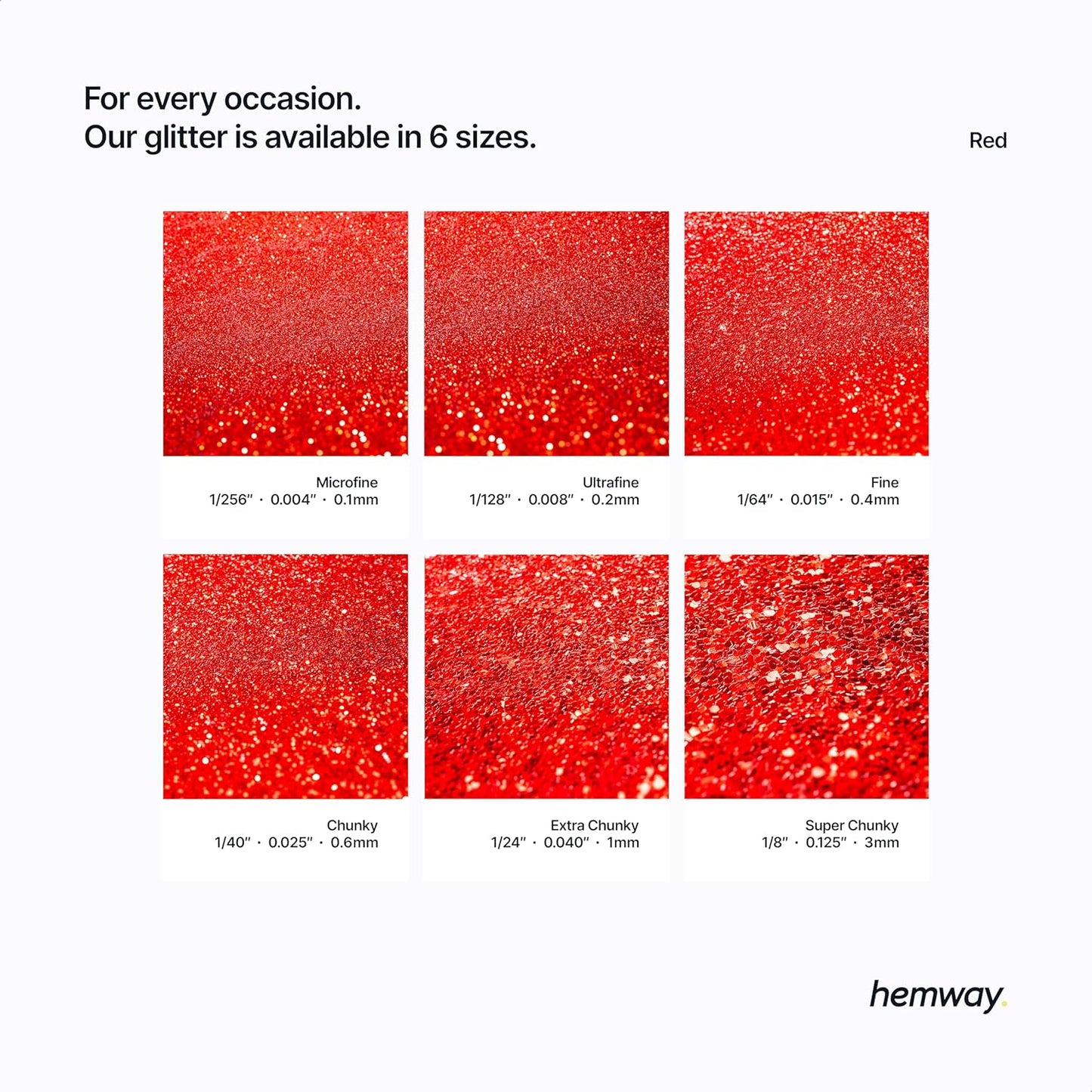 Hemway Polyurethane & Epoxy Resin Glitter 100g / 3.5oz Metallic Crystal Flake Additive for Flooring Jewelry Tumblers Glass Pigment - Microfine (1/256" 0.004" 0.1mm) - Red