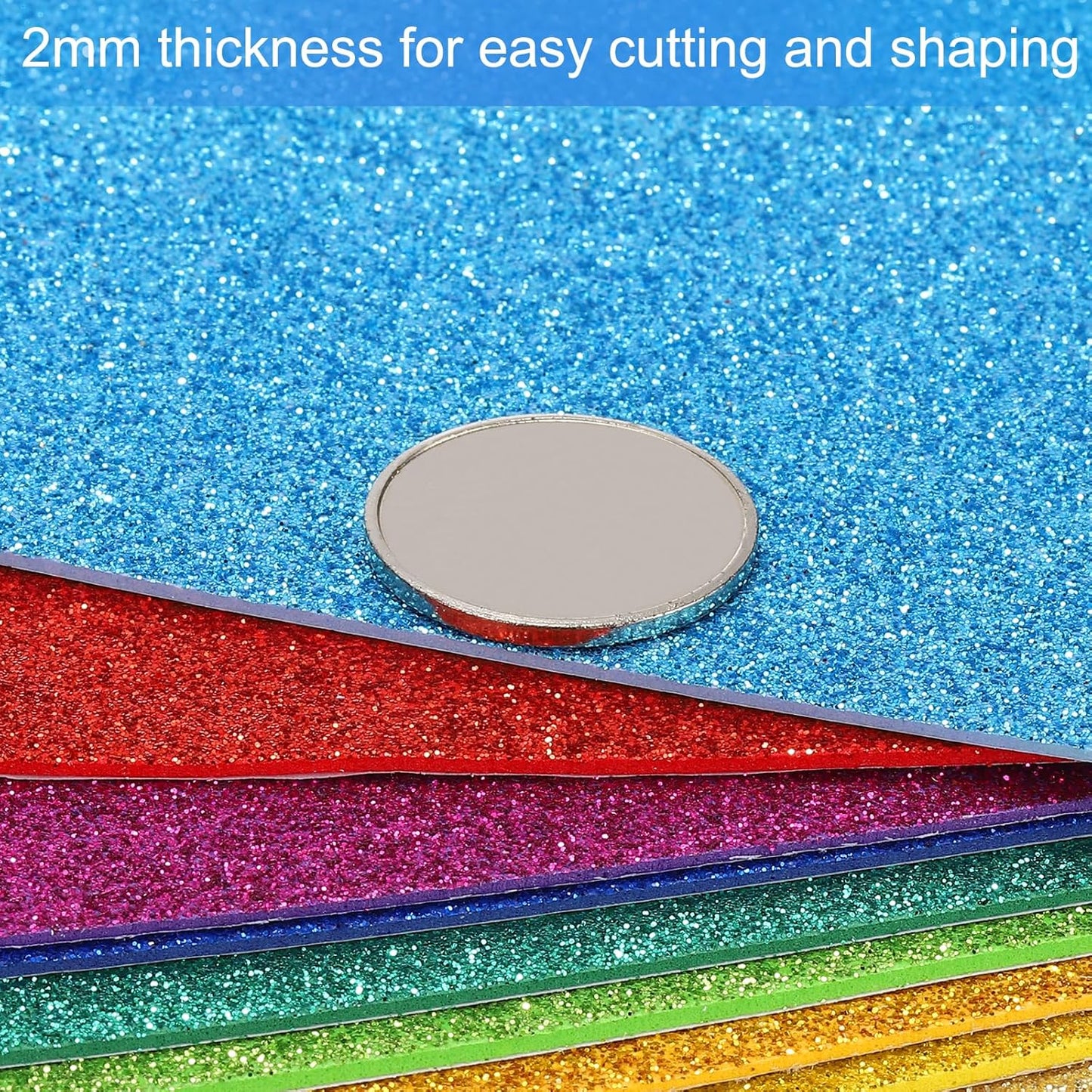 PATIKIL 2mm(1/10") Thick Non Adhesive Glitter Foam Sheet 16x24inch(40x60cm) Purple, EVA Shiny Foam Board for Craft, 6 Pcs
